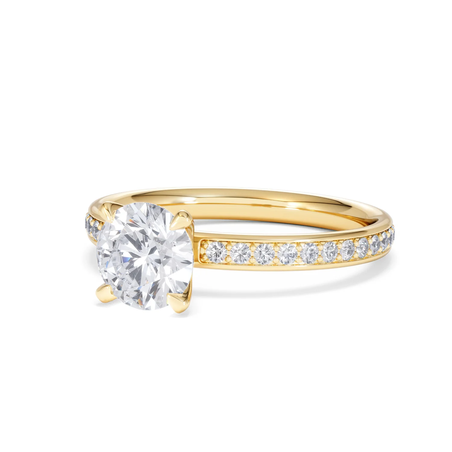Origin 1.25ct Round Cut Lab Diamond Solitaire Engagement Ring with Side Stones in 18K Yellow Gold - Image 81