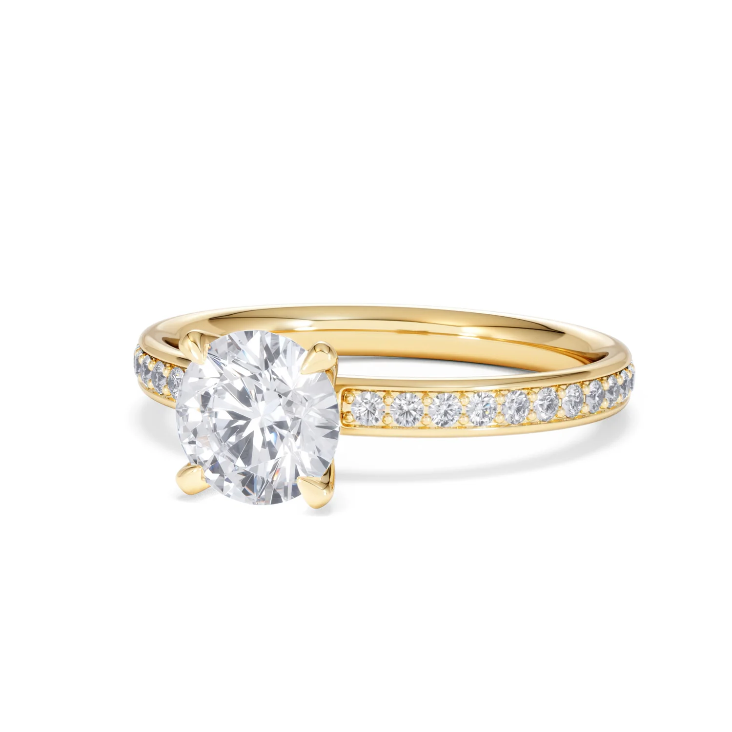 Origin 1.25ct Round Cut Lab Diamond Solitaire Engagement Ring with Side Stones in 18K Yellow Gold - Image 82