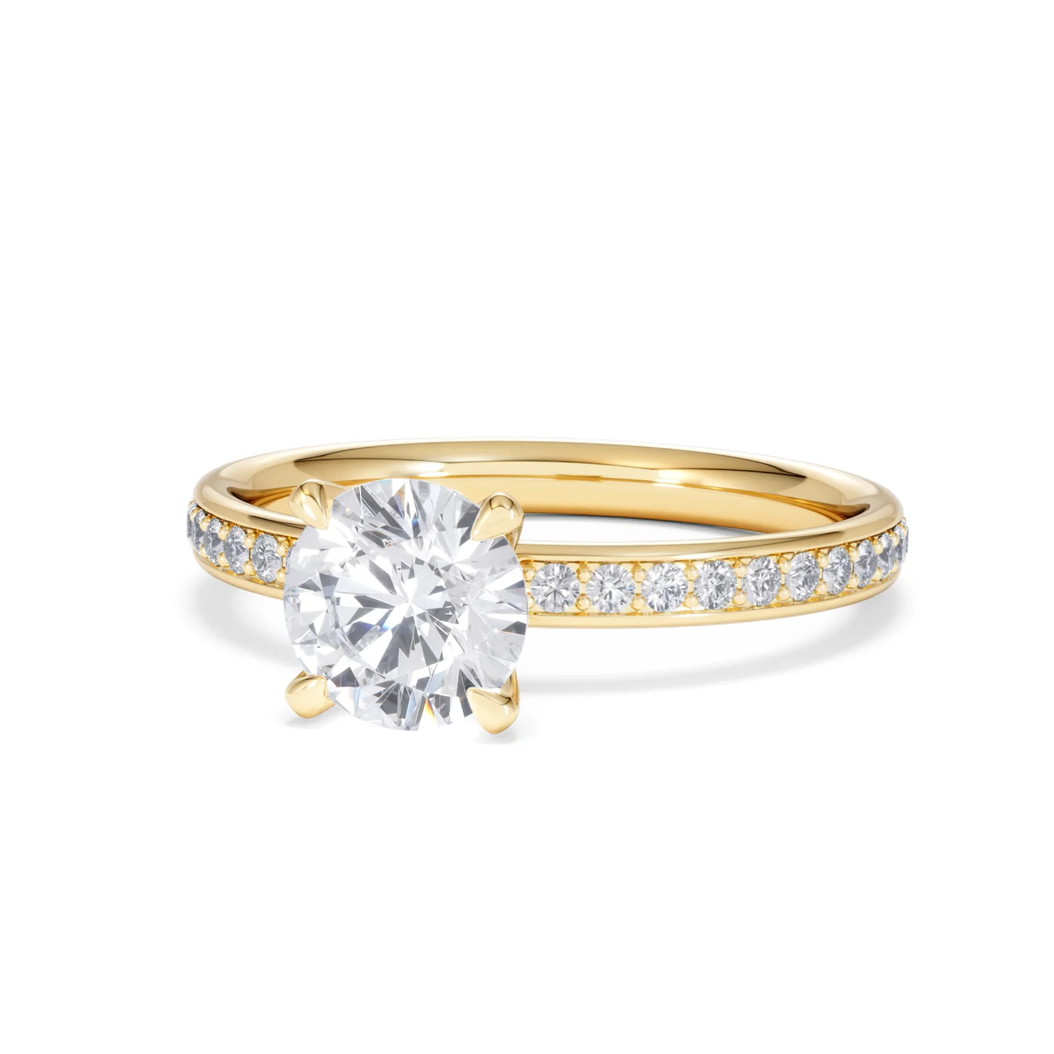 Origin 1.25ct Round Cut Lab Diamond Solitaire Engagement Ring with Side Stones in 18K Yellow Gold - Image 83