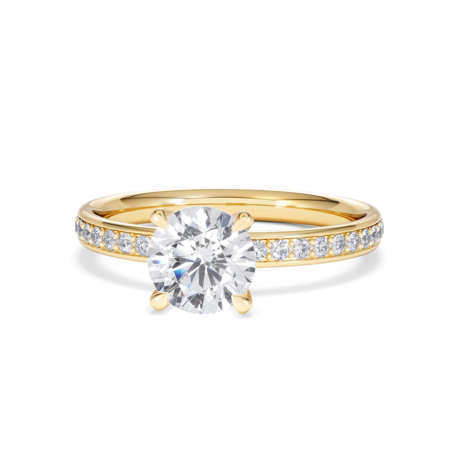 Origin 1.25ct Round Cut Lab Diamond Solitaire Engagement Ring with Side Stones in 18K Yellow Gold - Image 85