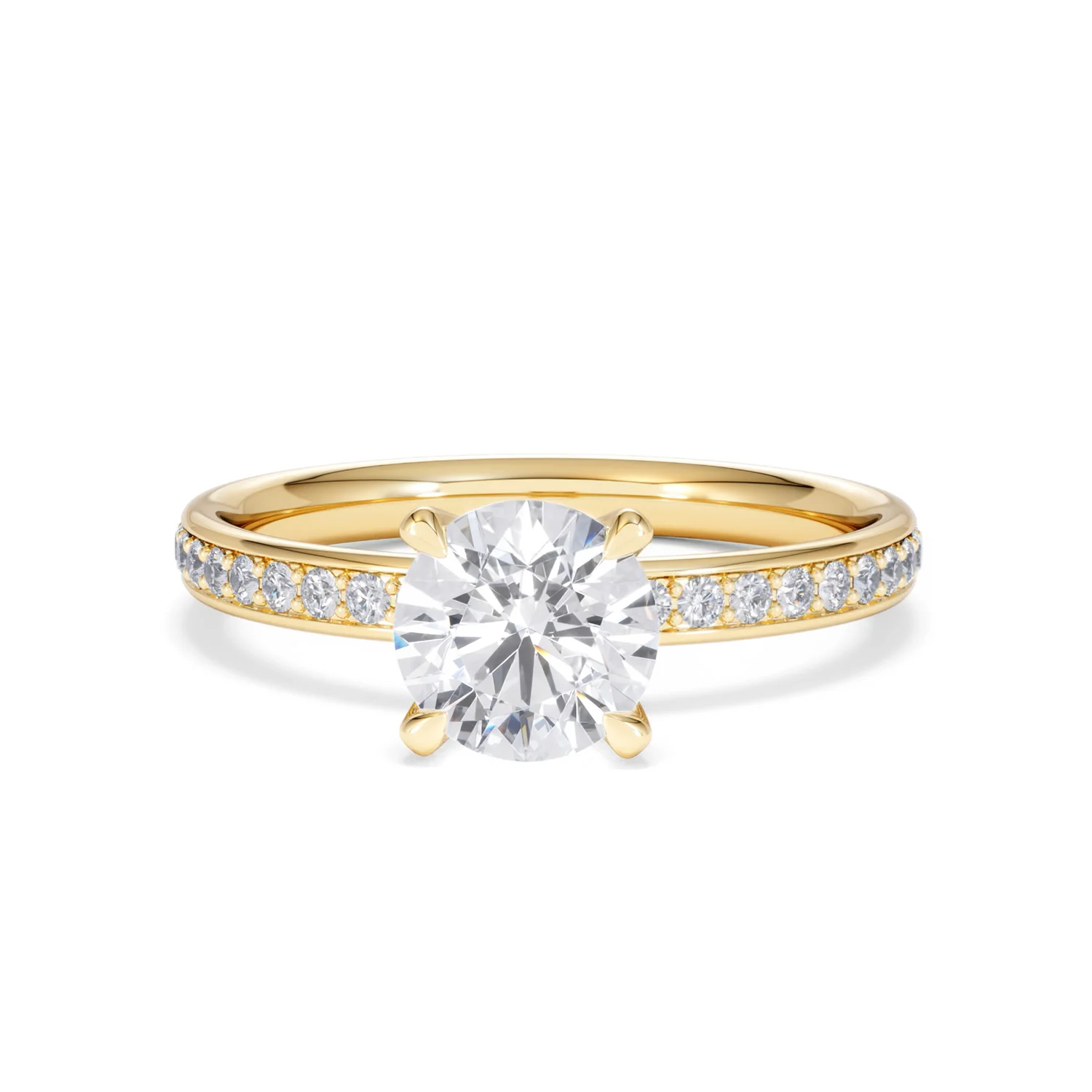 Origin 1.25ct Round Cut Lab Diamond Solitaire Engagement Ring with Side Stones in 18K Yellow Gold - Image 86
