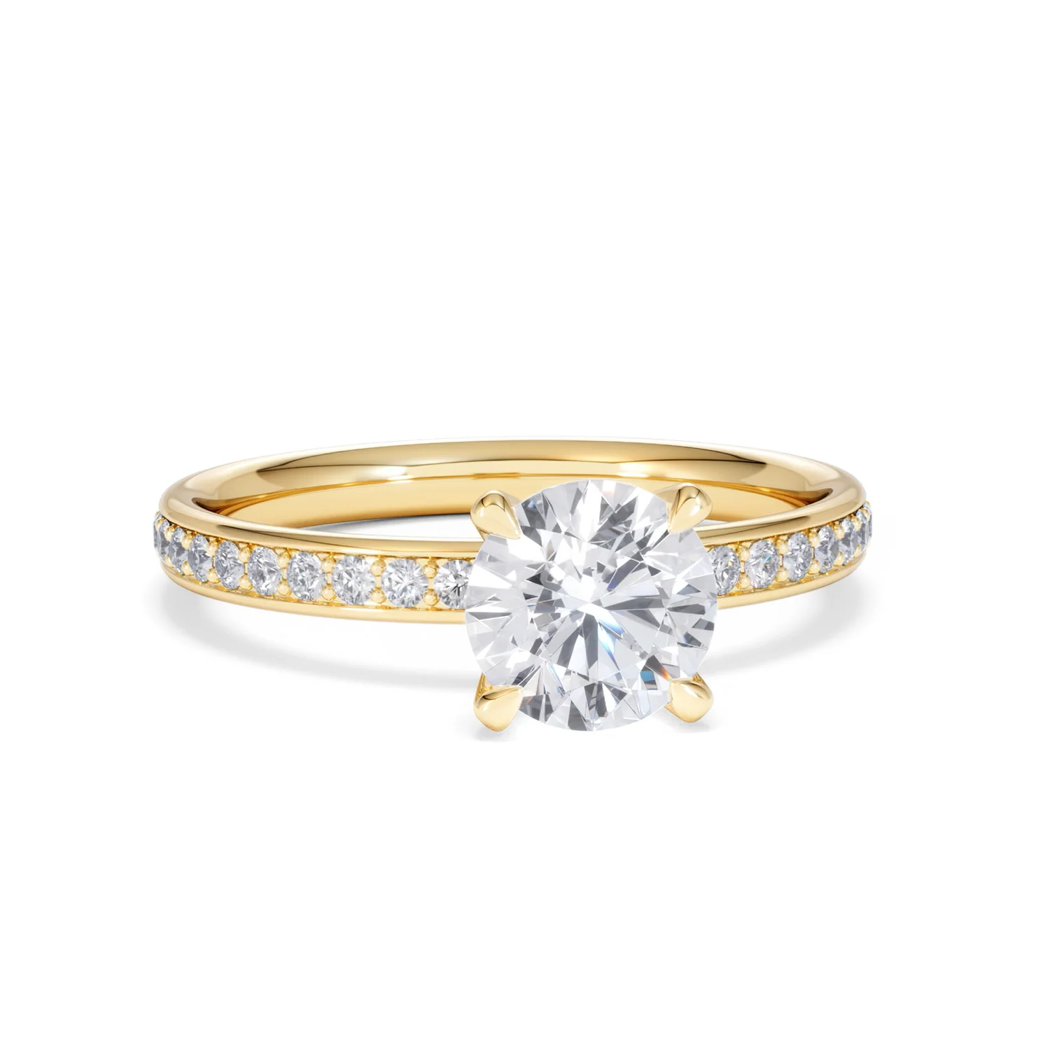 Origin 1.25ct Round Cut Lab Diamond Solitaire Engagement Ring with Side Stones in 18K Yellow Gold - Image 9