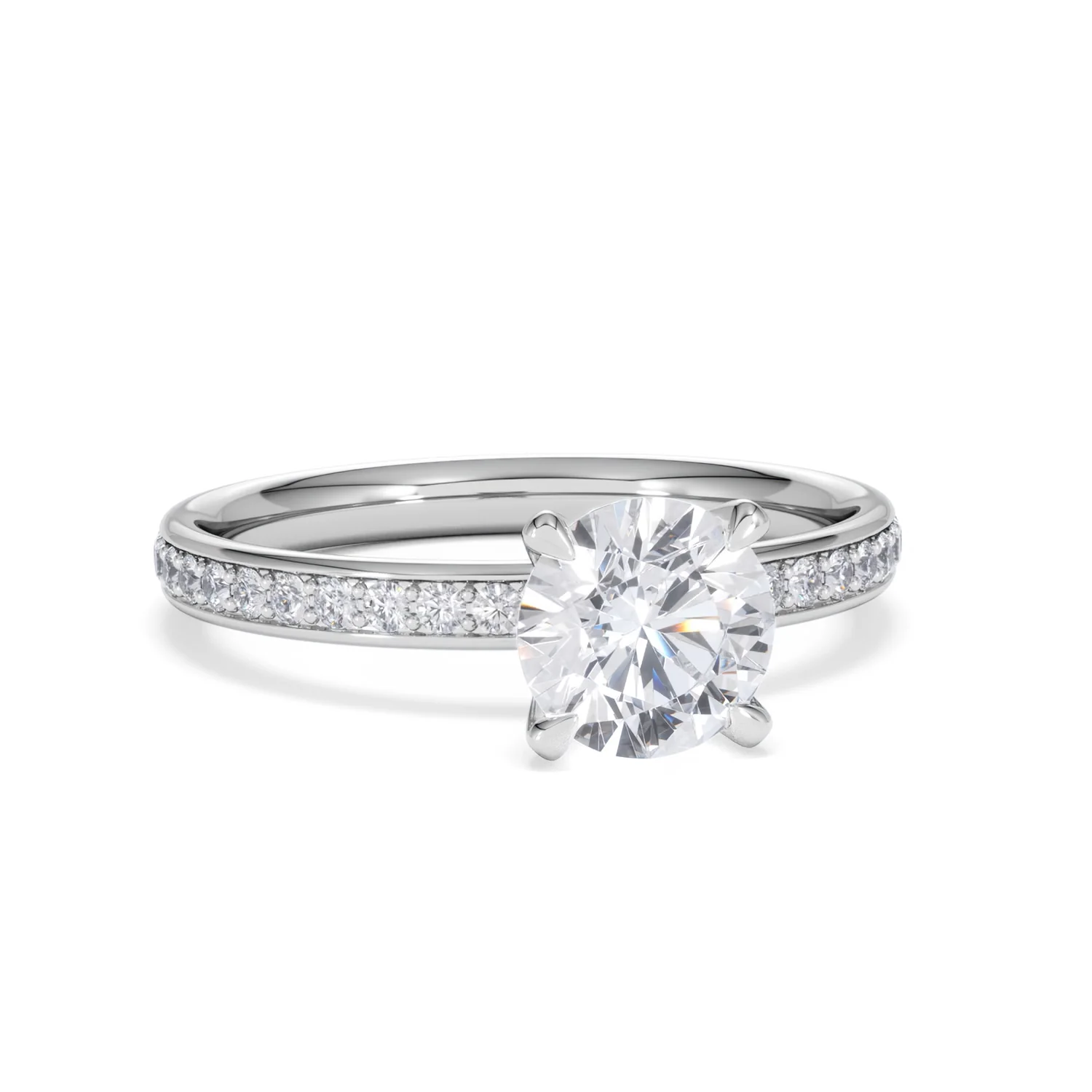 Origin 1.25ct Round Cut Lab Diamond Solitaire Engagement Ring with Side Stones in Platinum - Image 10