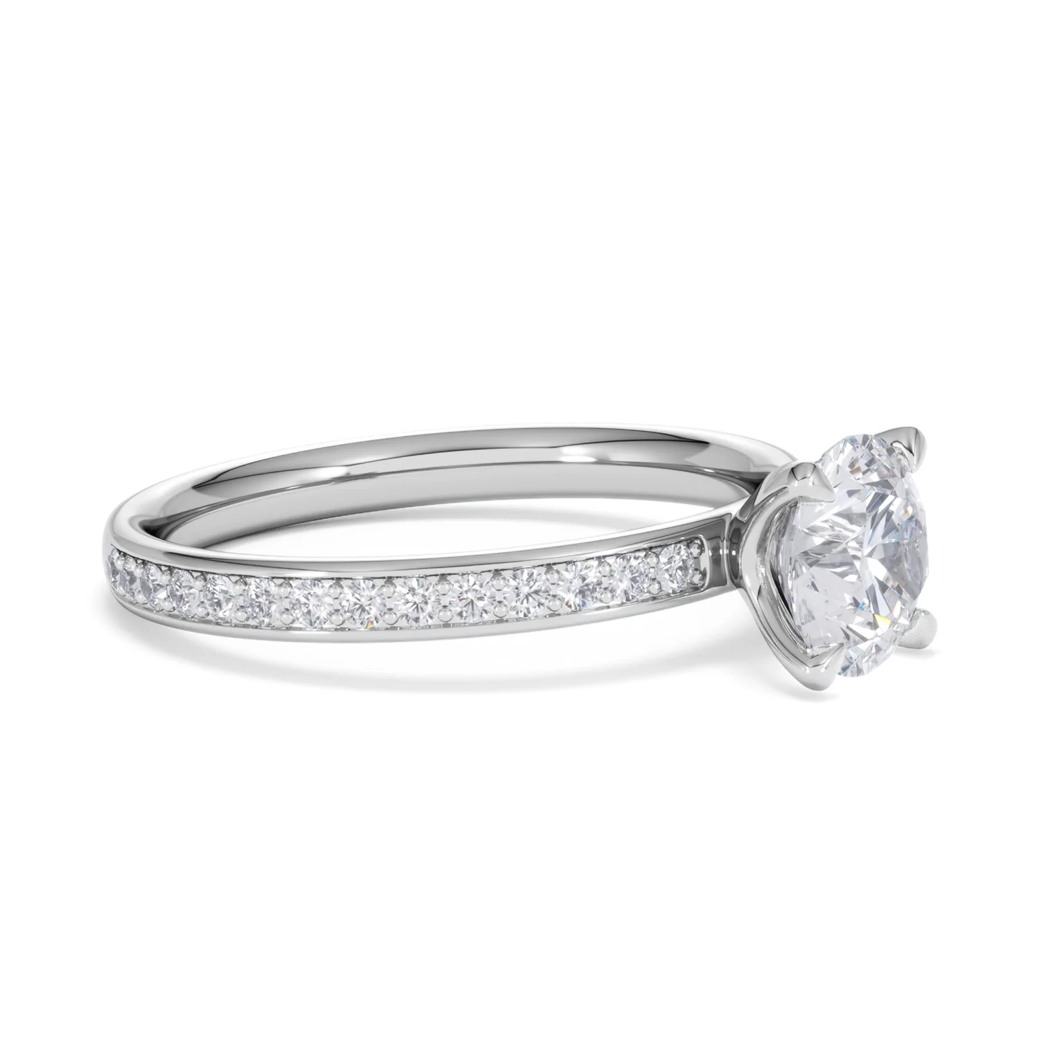 Origin 1.25ct Round Cut Lab Diamond Solitaire Engagement Ring with Side Stones in Platinum - Image 19