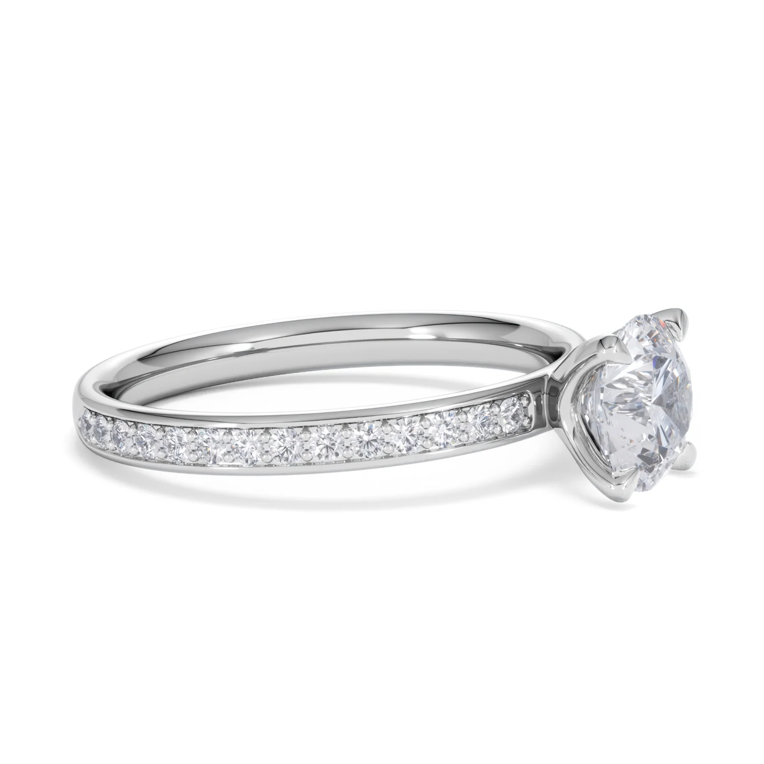 Origin 1.25ct Round Cut Lab Diamond Solitaire Engagement Ring with Side Stones in Platinum - Image 20