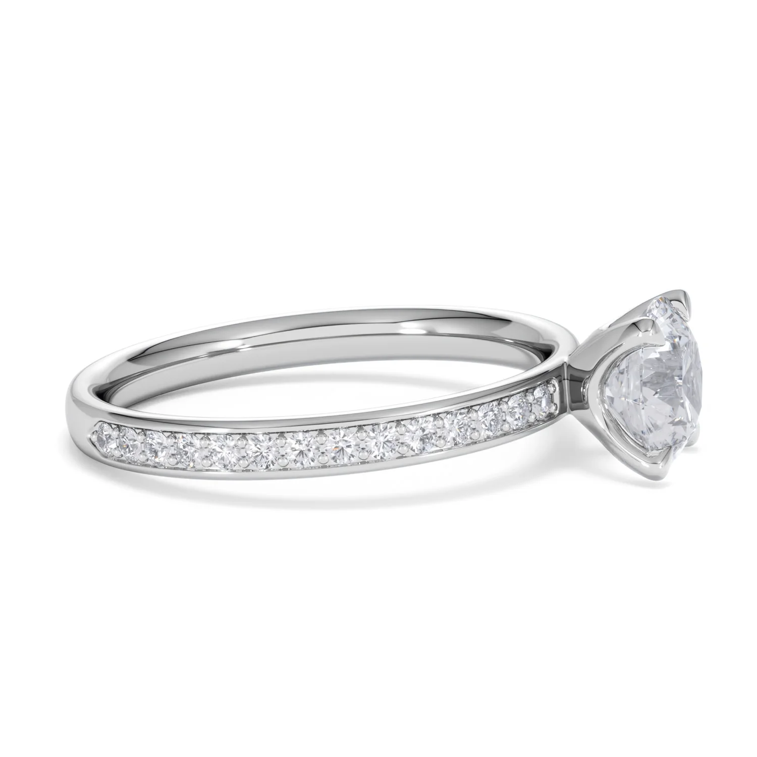 Origin 1.25ct Round Cut Lab Diamond Solitaire Engagement Ring with Side Stones in Platinum - Image 23