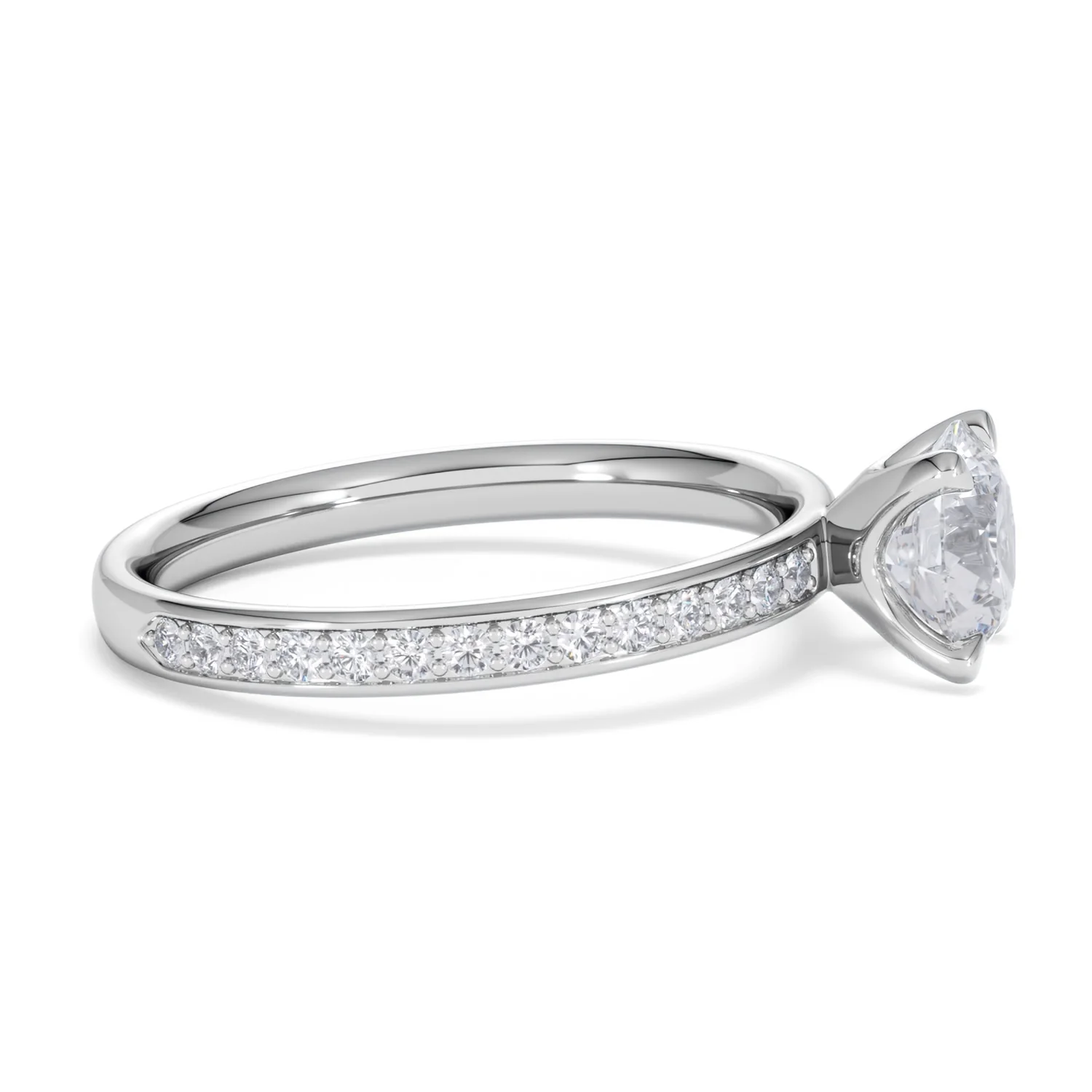 Origin 1.25ct Round Cut Lab Diamond Solitaire Engagement Ring with Side Stones in Platinum - Image 24