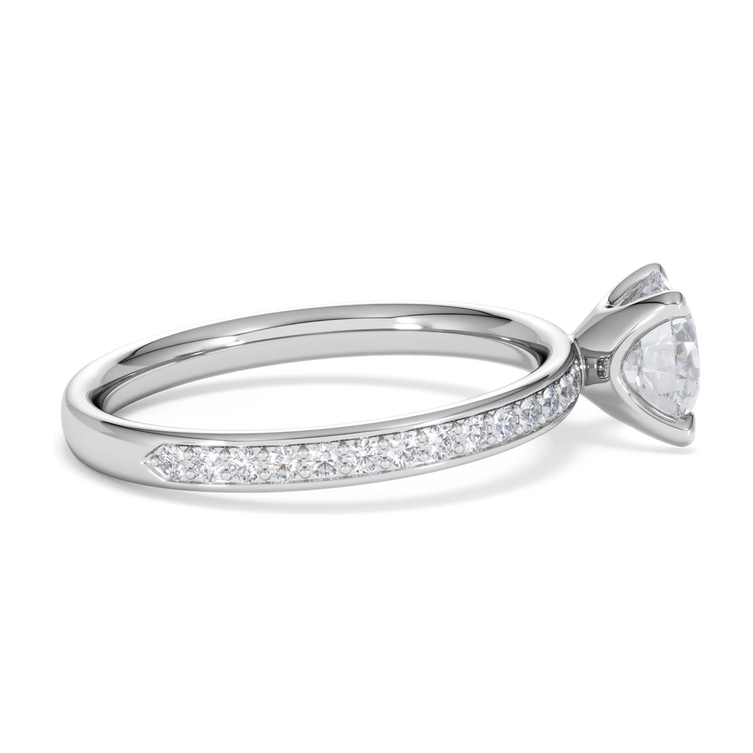 Origin 1.25ct Round Cut Lab Diamond Solitaire Engagement Ring with Side Stones in Platinum - Image 28