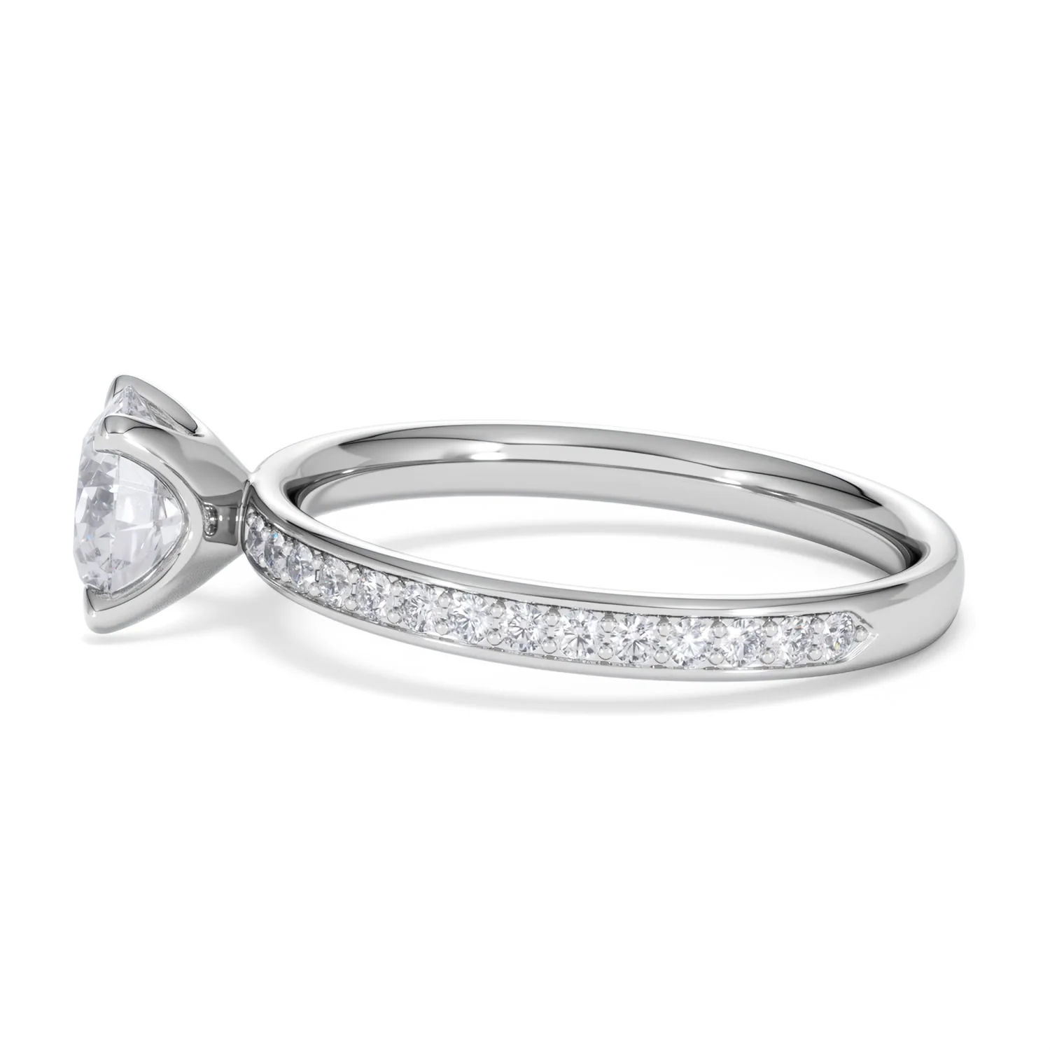 Origin 1.25ct Round Cut Lab Diamond Solitaire Engagement Ring with Side Stones in Platinum - Image 67
