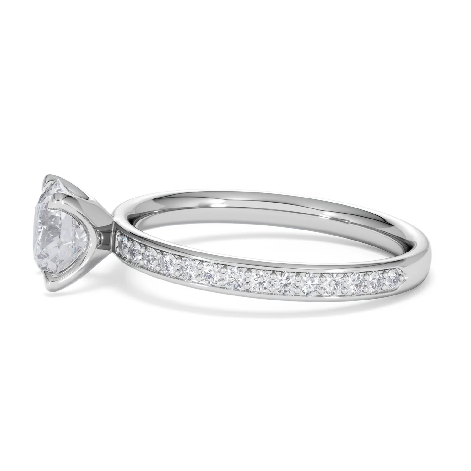 Origin 1.25ct Round Cut Lab Diamond Solitaire Engagement Ring with Side Stones in Platinum - Image 69