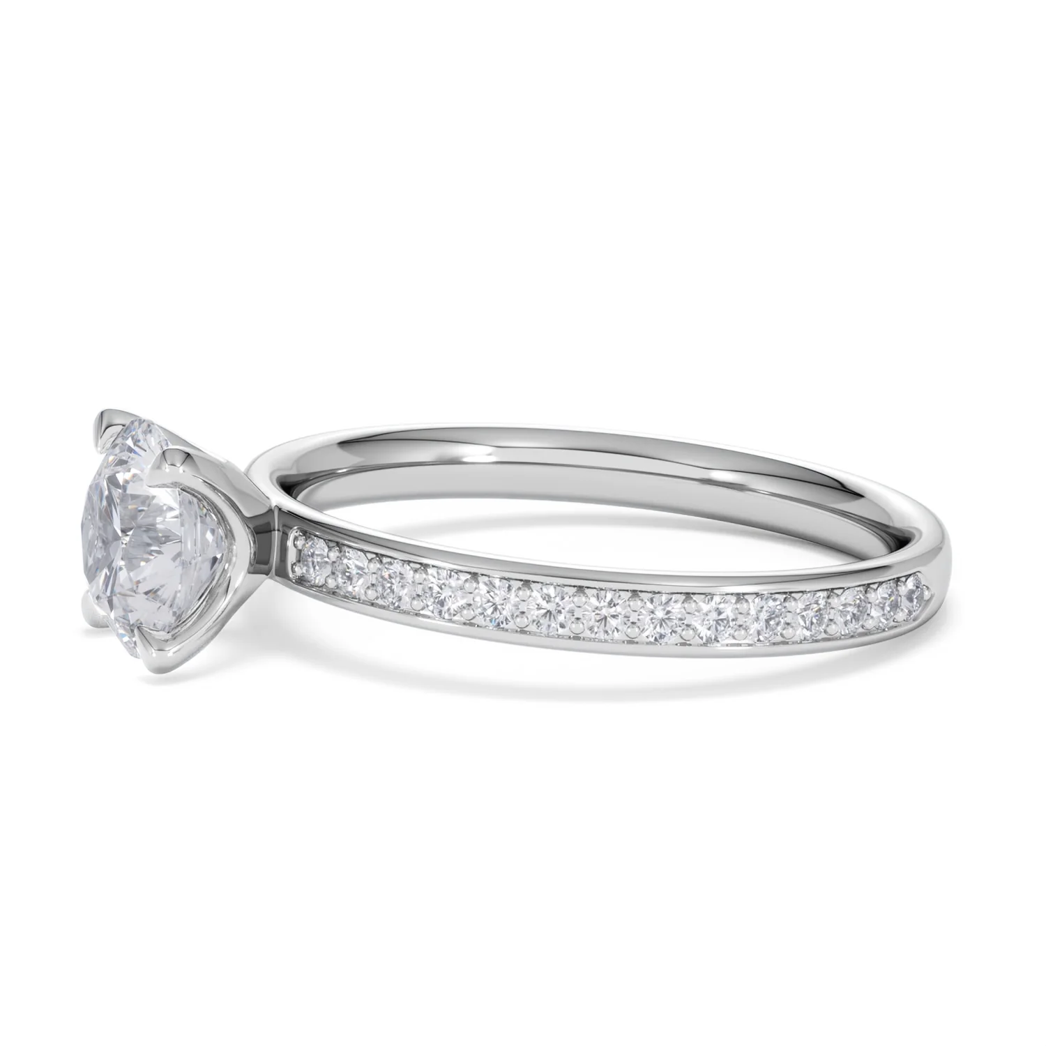 Origin 1.25ct Round Cut Lab Diamond Solitaire Engagement Ring with Side Stones in Platinum - Image 72