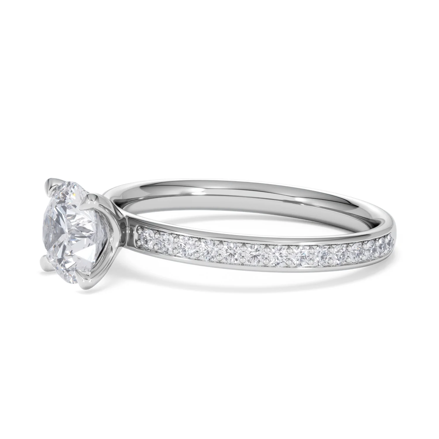 Origin 1.25ct Round Cut Lab Diamond Solitaire Engagement Ring with Side Stones in Platinum - Image 74