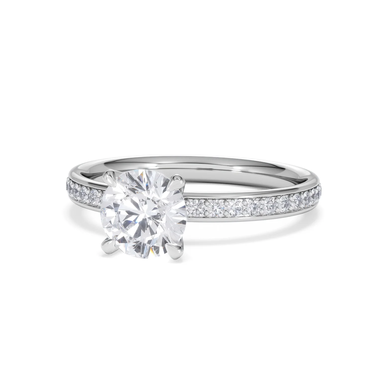 Origin 1.25ct Round Cut Lab Diamond Solitaire Engagement Ring with Side Stones in Platinum - Image 83