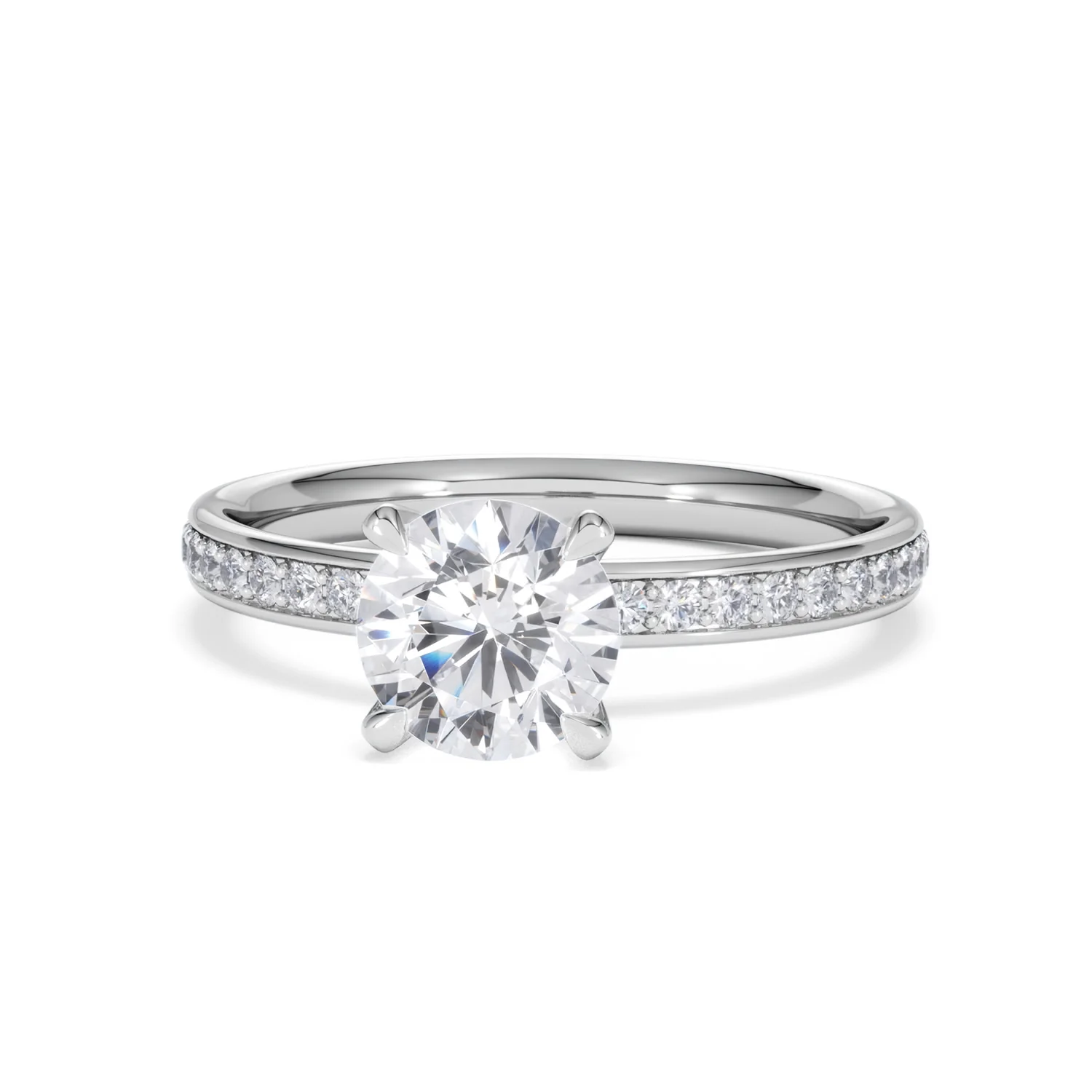 Origin 1.25ct Round Cut Lab Diamond Solitaire Engagement Ring with Side Stones in Platinum - Image 85