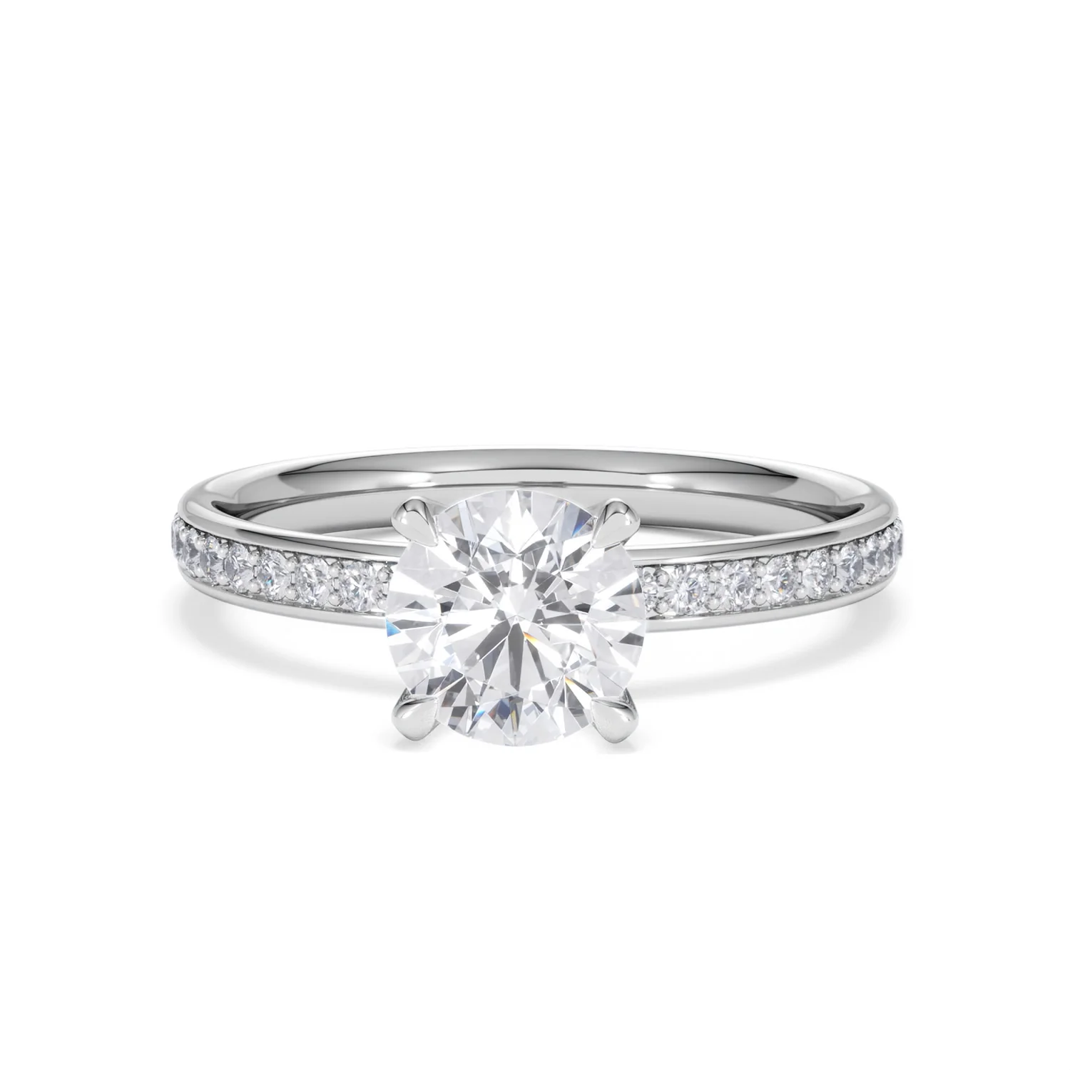Origin 1.25ct Round Cut Lab Diamond Solitaire Engagement Ring with Side Stones in Platinum - Image 86