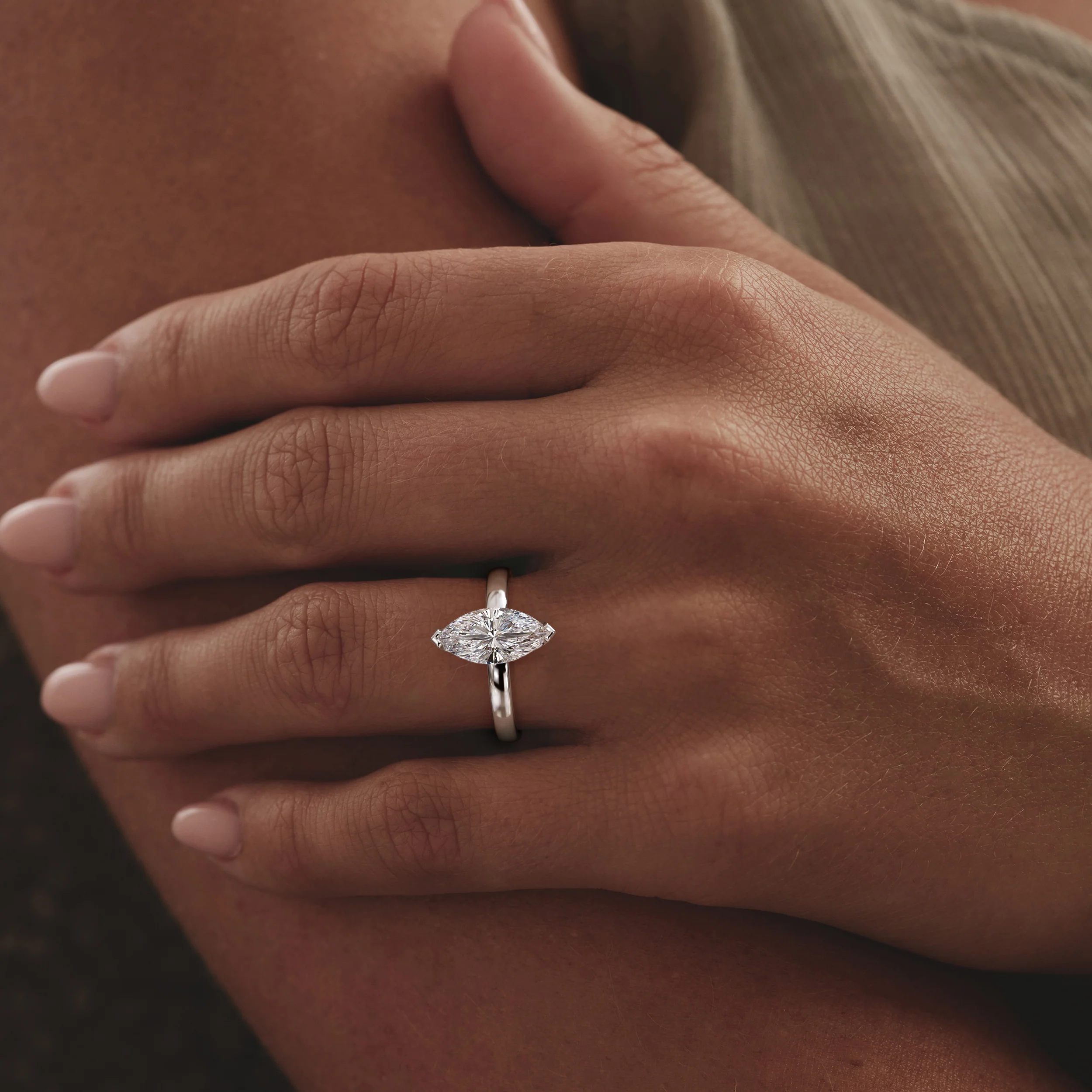 Origin 2.00ct Marquise Cut Lab Diamond Solitaire Engagement Ring in 18K White Gold - Image 2