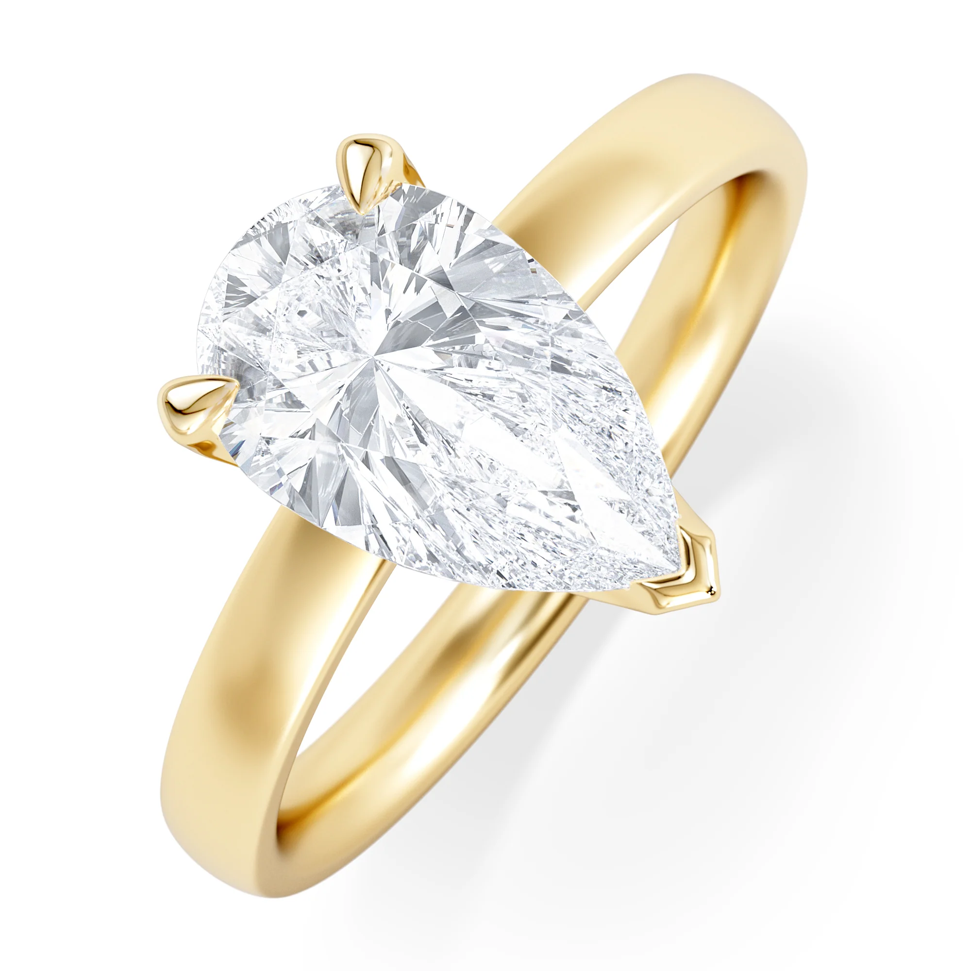 Origin 2.00ct Pear Cut Lab Diamond Solitaire Engagement Ring in 18K Yellow Gold