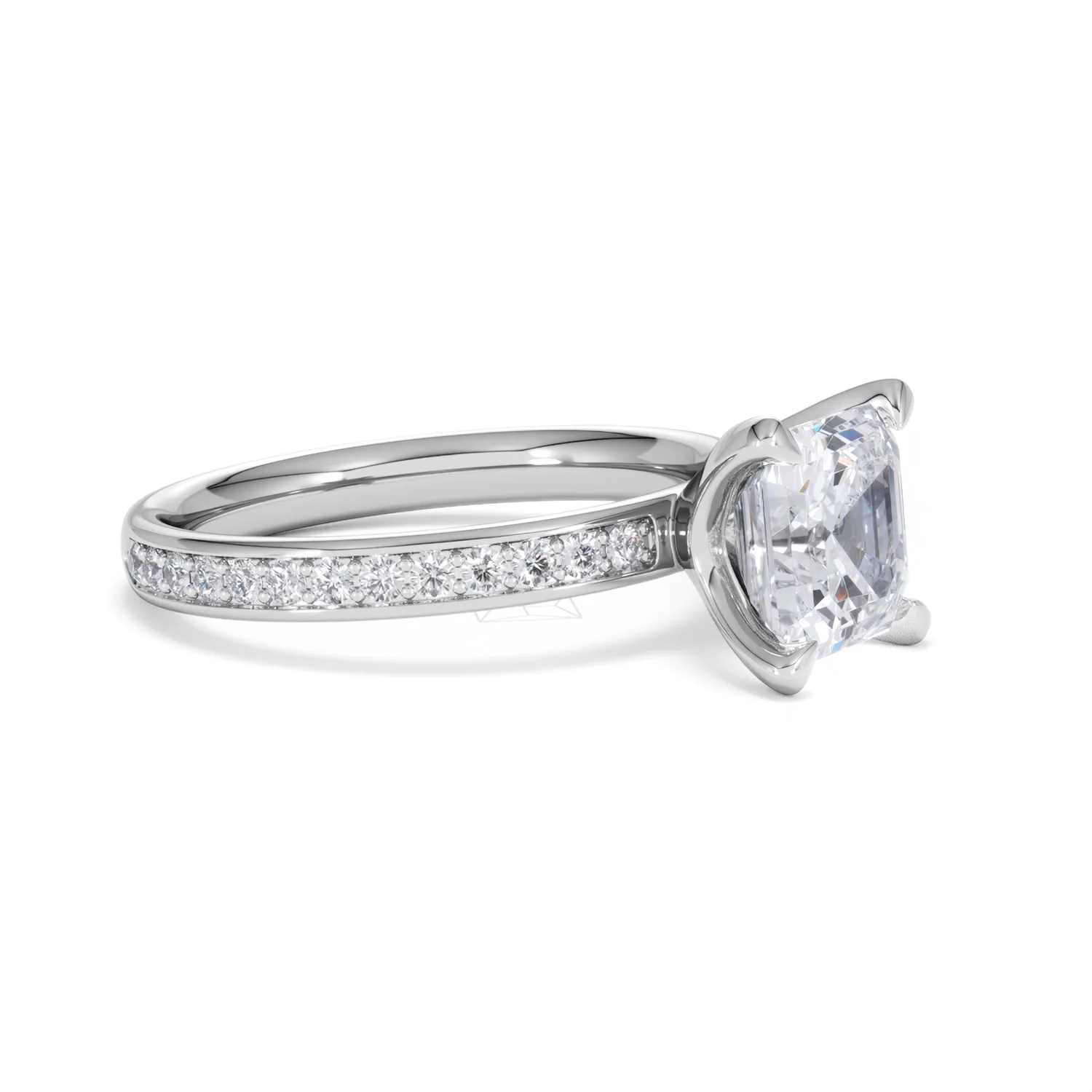 Origin 2.25ct Asscher Cut Lab Diamond Solitaire Engagement Ring with Side Stones in 18K White Gold - Image 19