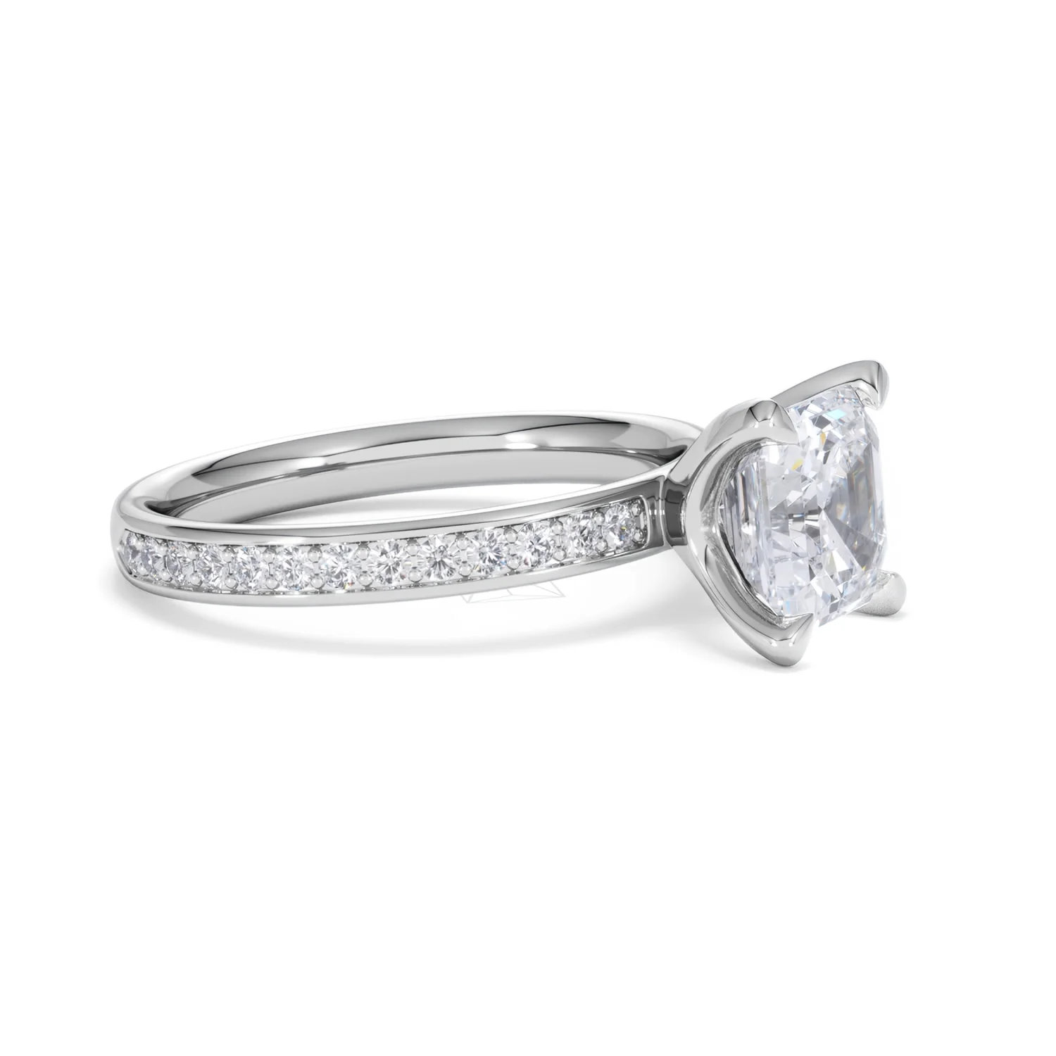 Origin 2.25ct Asscher Cut Lab Diamond Solitaire Engagement Ring with Side Stones in 18K White Gold - Image 20