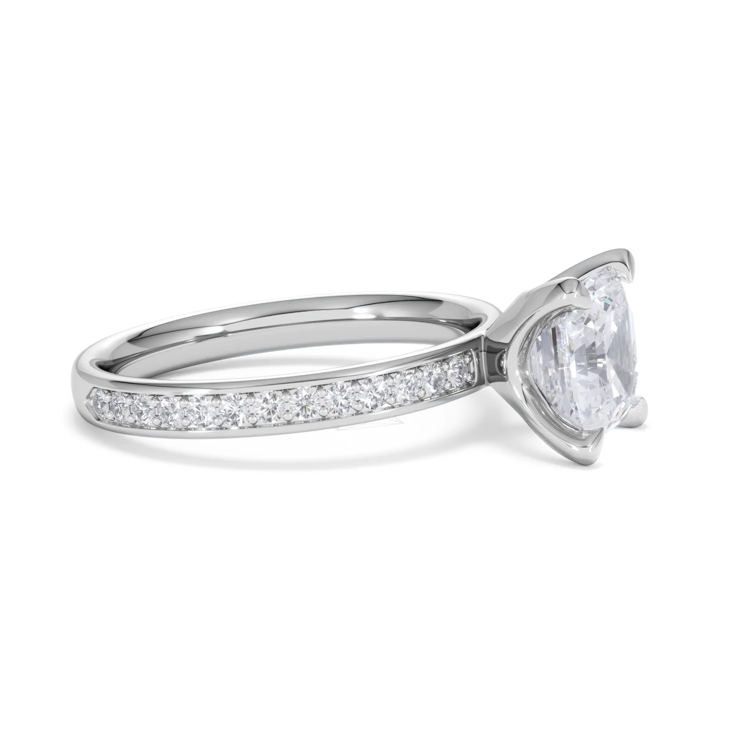 Origin 2.25ct Asscher Cut Lab Diamond Solitaire Engagement Ring with Side Stones in 18K White Gold - Image 22