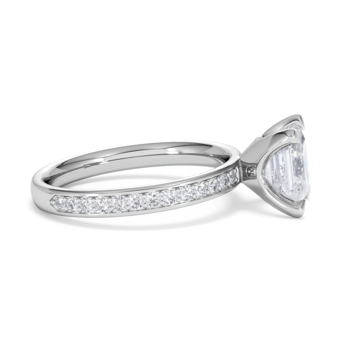 Origin 2.25ct Asscher Cut Lab Diamond Solitaire Engagement Ring with Side Stones in 18K White Gold - Image 25