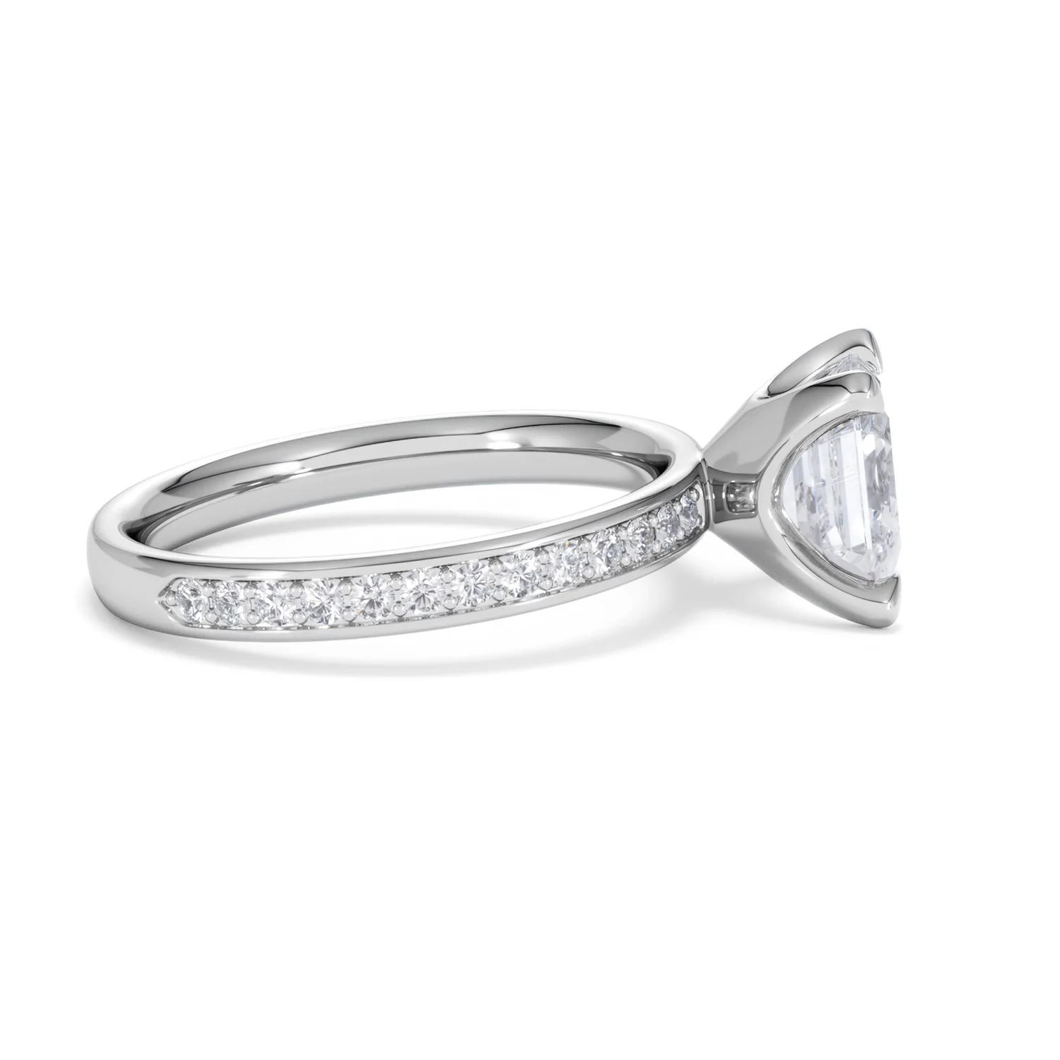 Origin 2.25ct Asscher Cut Lab Diamond Solitaire Engagement Ring with Side Stones in 18K White Gold - Image 26