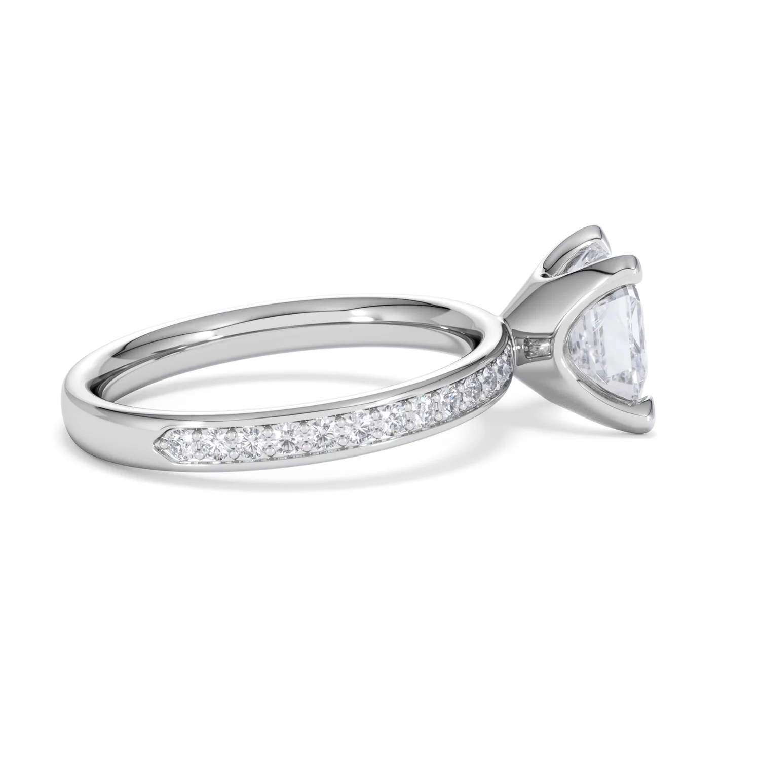 Origin 2.25ct Asscher Cut Lab Diamond Solitaire Engagement Ring with Side Stones in 18K White Gold - Image 29