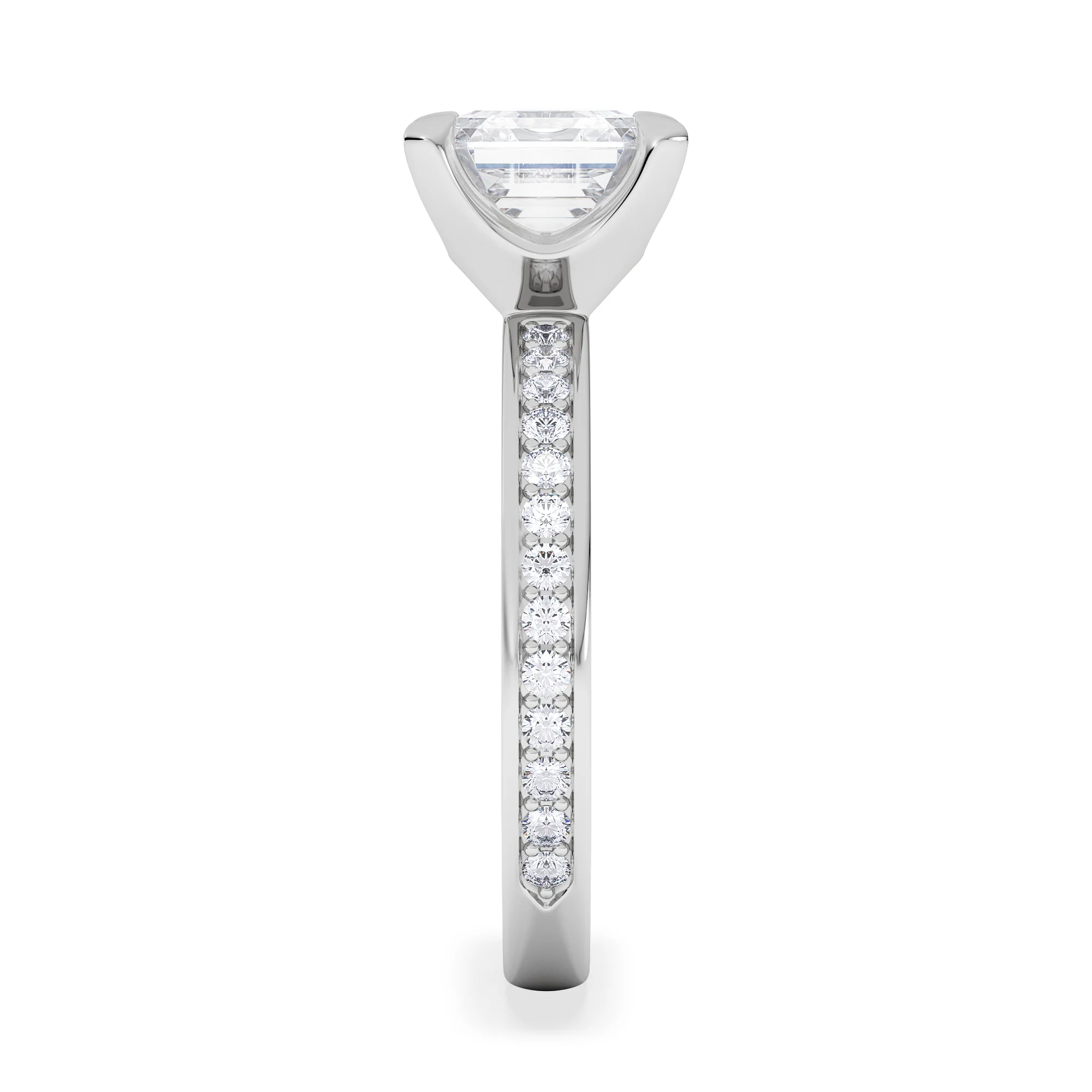 Origin 2.25ct Asscher Cut Lab Diamond Solitaire Engagement Ring with Side Stones in 18K White Gold - Image 5