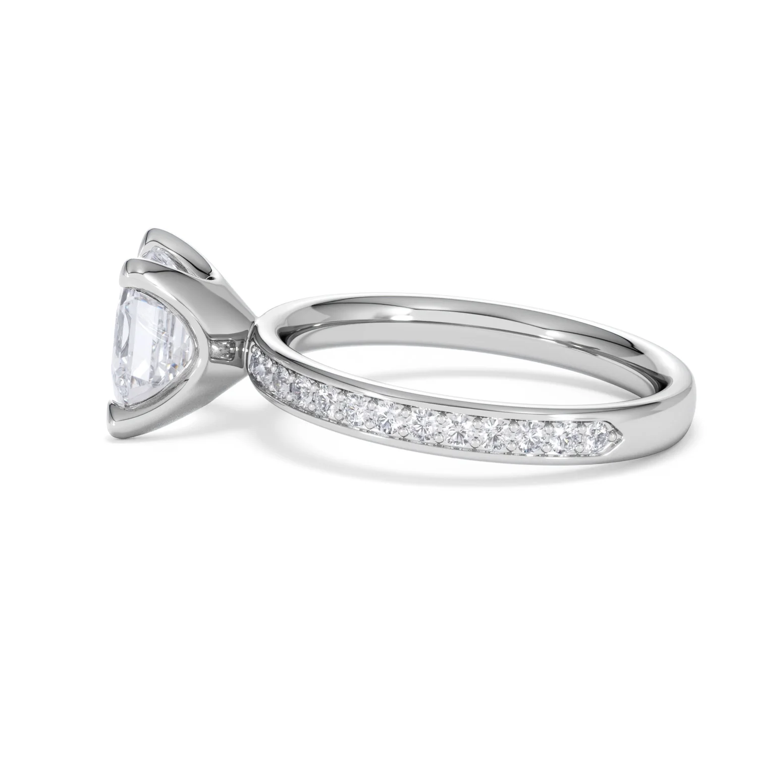 Origin 2.25ct Asscher Cut Lab Diamond Solitaire Engagement Ring with Side Stones in 18K White Gold - Image 66