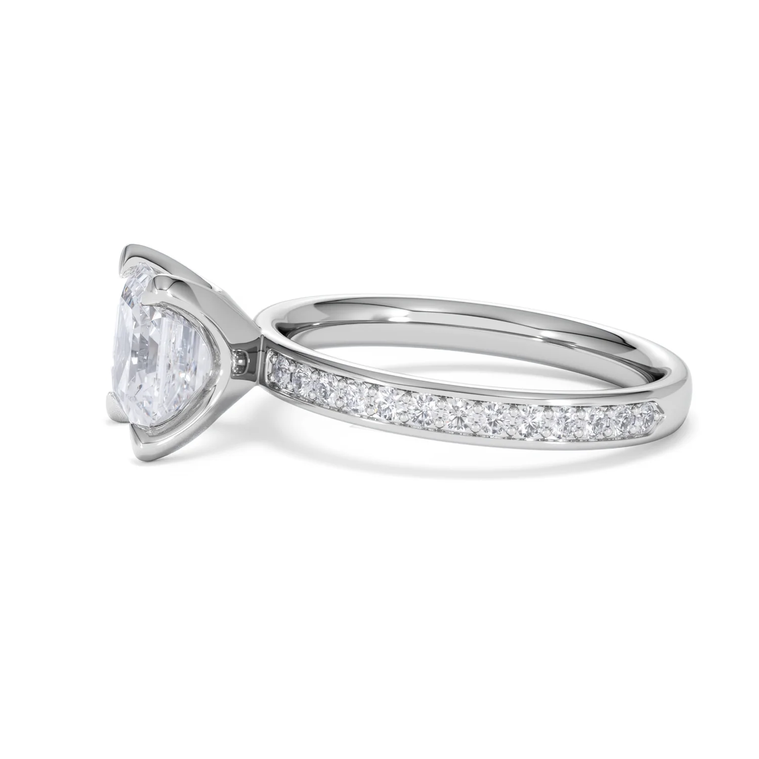 Origin 2.25ct Asscher Cut Lab Diamond Solitaire Engagement Ring with Side Stones in 18K White Gold - Image 70