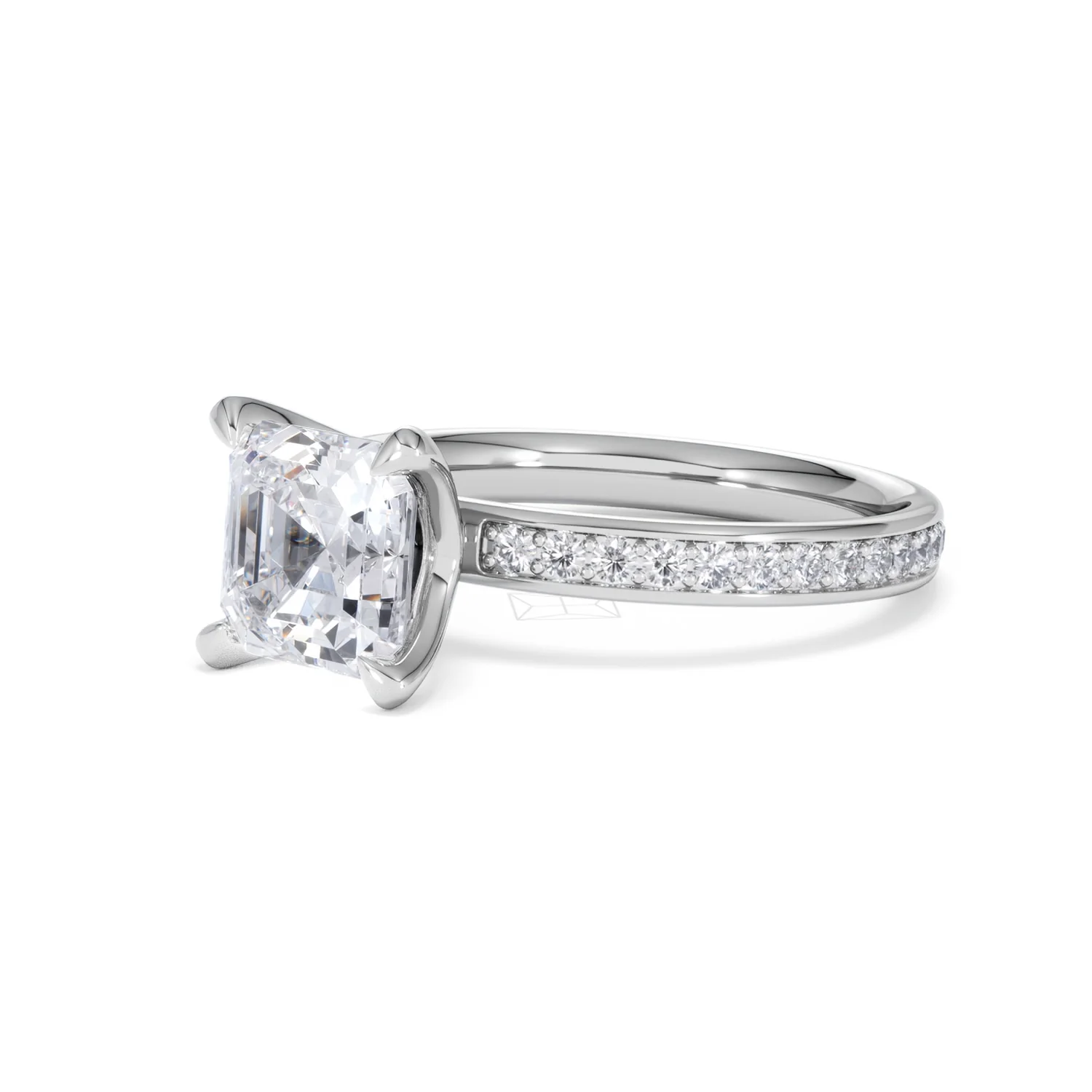 Origin 2.25ct Asscher Cut Lab Diamond Solitaire Engagement Ring with Side Stones in 18K White Gold - Image 78