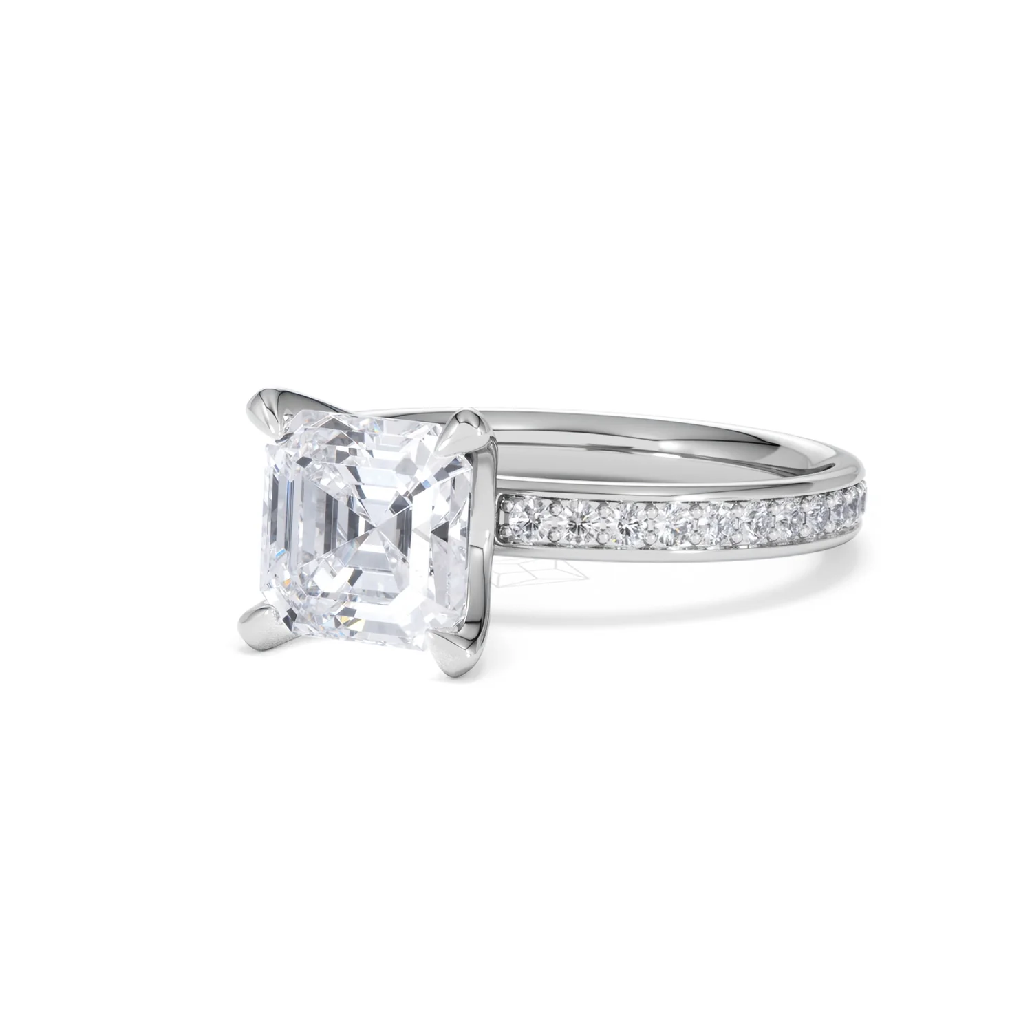 Origin 2.25ct Asscher Cut Lab Diamond Solitaire Engagement Ring with Side Stones in 18K White Gold - Image 81