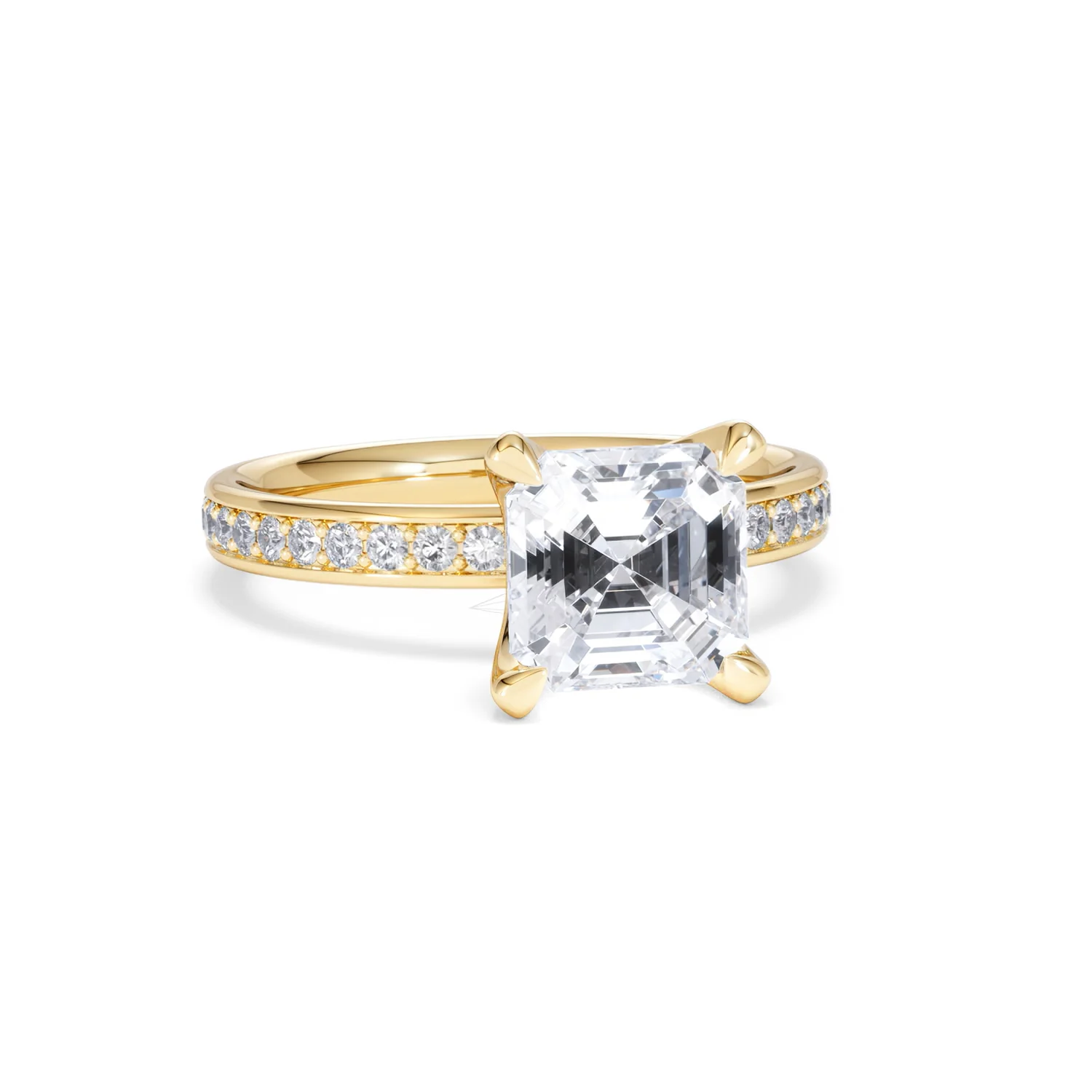Origin 2.25ct Asscher Cut Lab Diamond Solitaire Engagement Ring with Side Stones in 18K Yellow Gold - Image 10