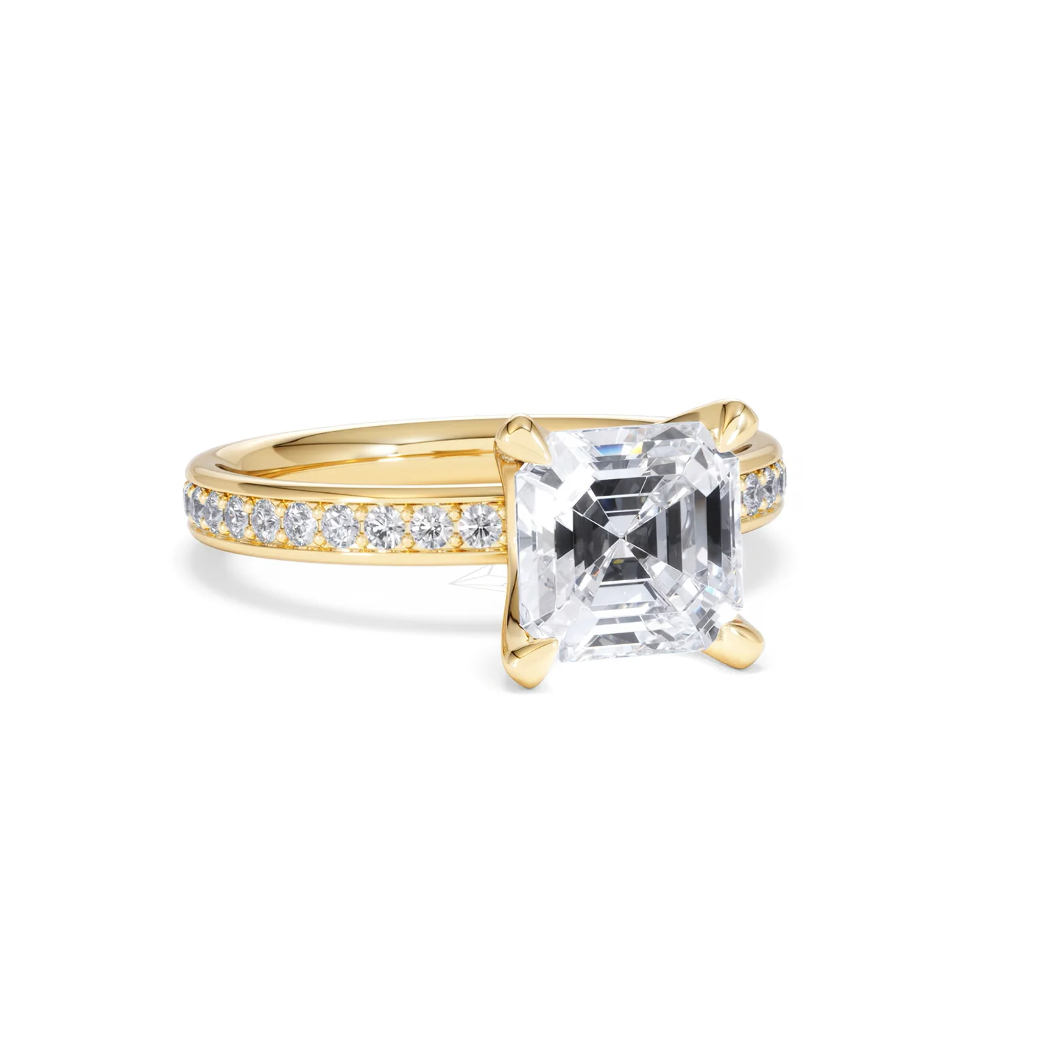 Origin 2.25ct Asscher Cut Lab Diamond Solitaire Engagement Ring with Side Stones in 18K Yellow Gold - Image 11