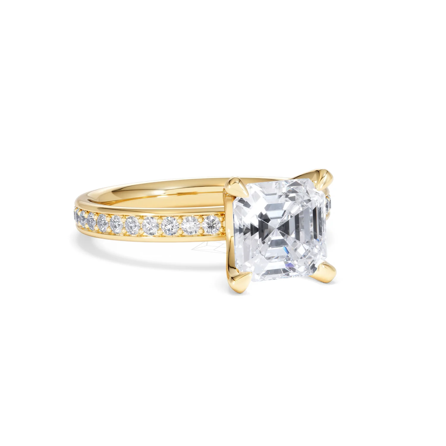 Origin 2.25ct Asscher Cut Lab Diamond Solitaire Engagement Ring with Side Stones in 18K Yellow Gold - Image 12