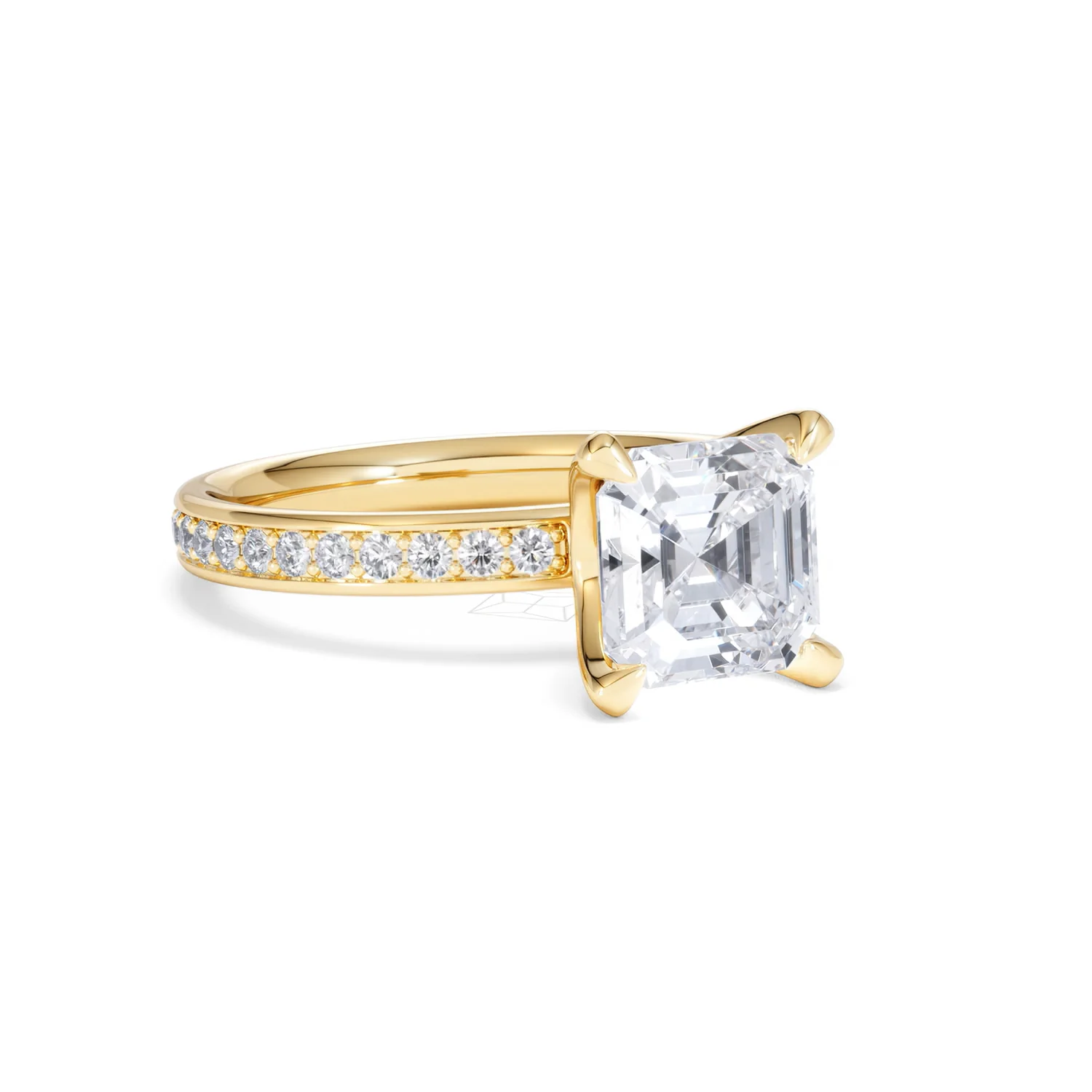 Origin 2.25ct Asscher Cut Lab Diamond Solitaire Engagement Ring with Side Stones in 18K Yellow Gold - Image 13