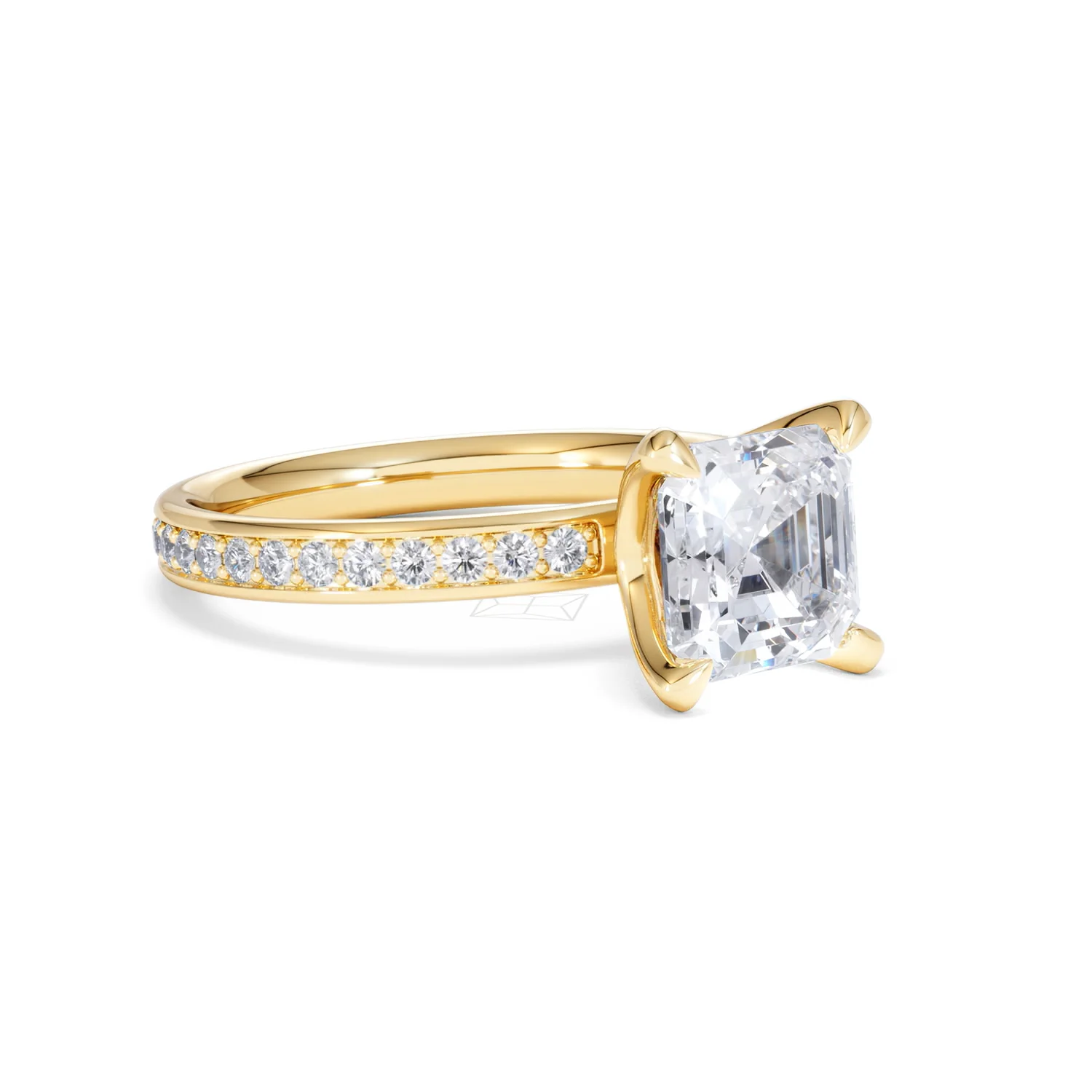 Origin 2.25ct Asscher Cut Lab Diamond Solitaire Engagement Ring with Side Stones in 18K Yellow Gold - Image 15