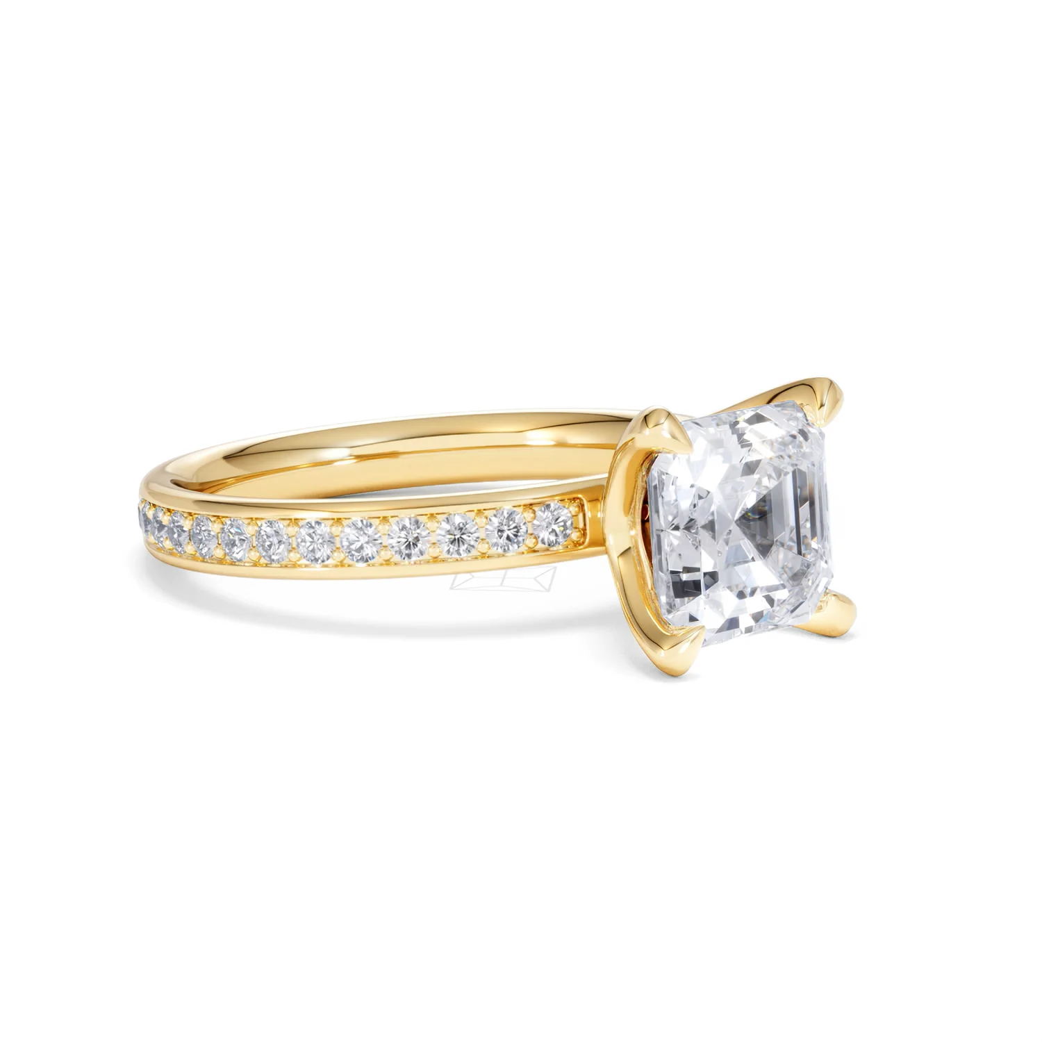 Origin 2.25ct Asscher Cut Lab Diamond Solitaire Engagement Ring with Side Stones in 18K Yellow Gold - Image 16