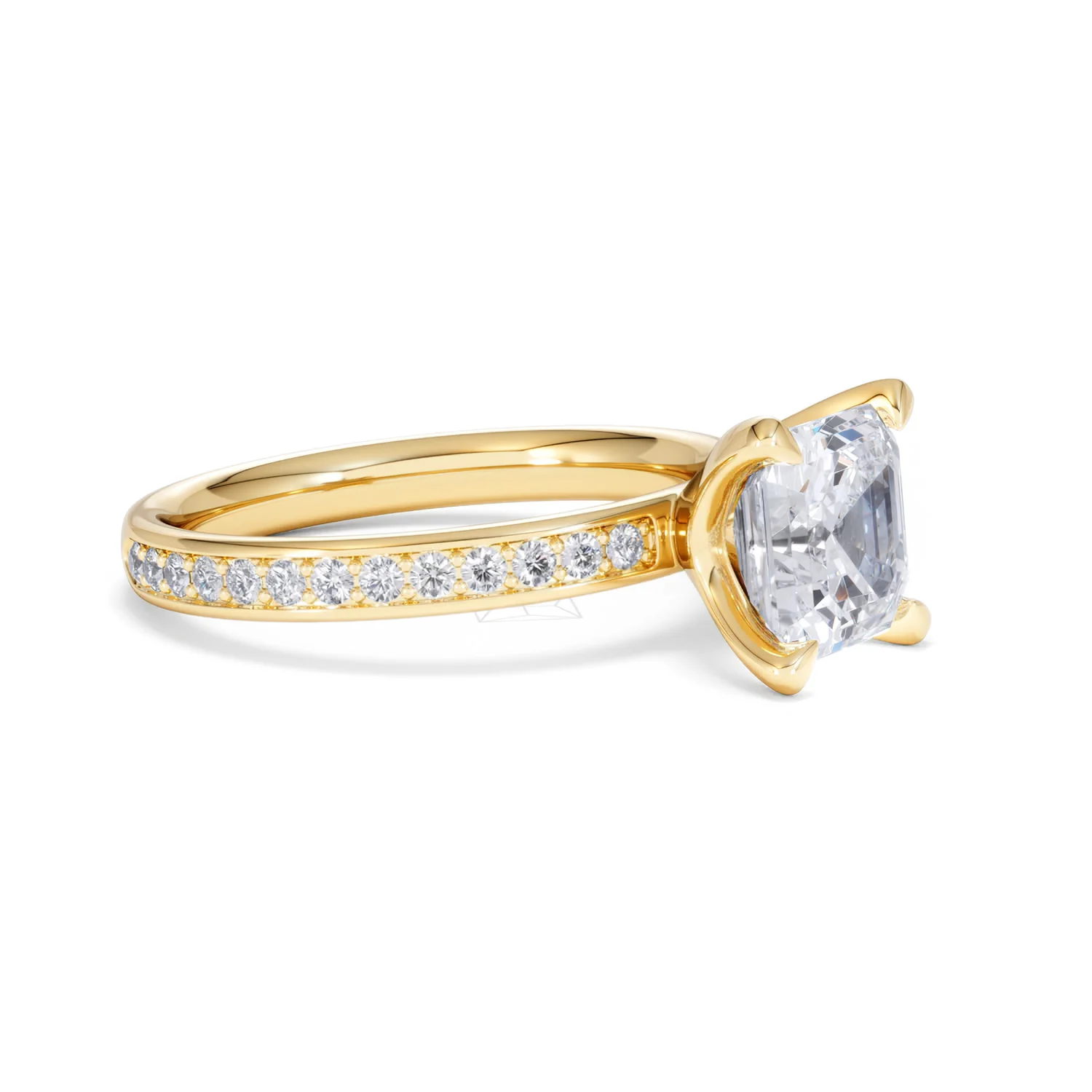 Origin 2.25ct Asscher Cut Lab Diamond Solitaire Engagement Ring with Side Stones in 18K Yellow Gold - Image 19