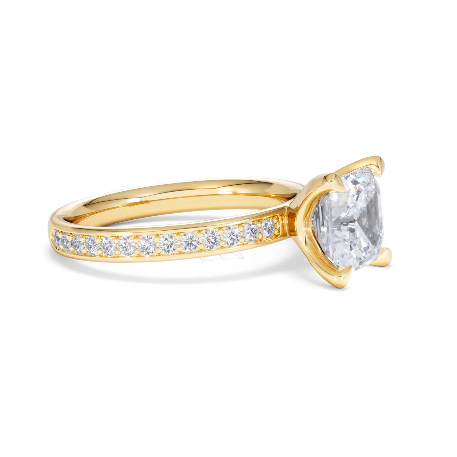 Origin 2.25ct Asscher Cut Lab Diamond Solitaire Engagement Ring with Side Stones in 18K Yellow Gold - Image 20