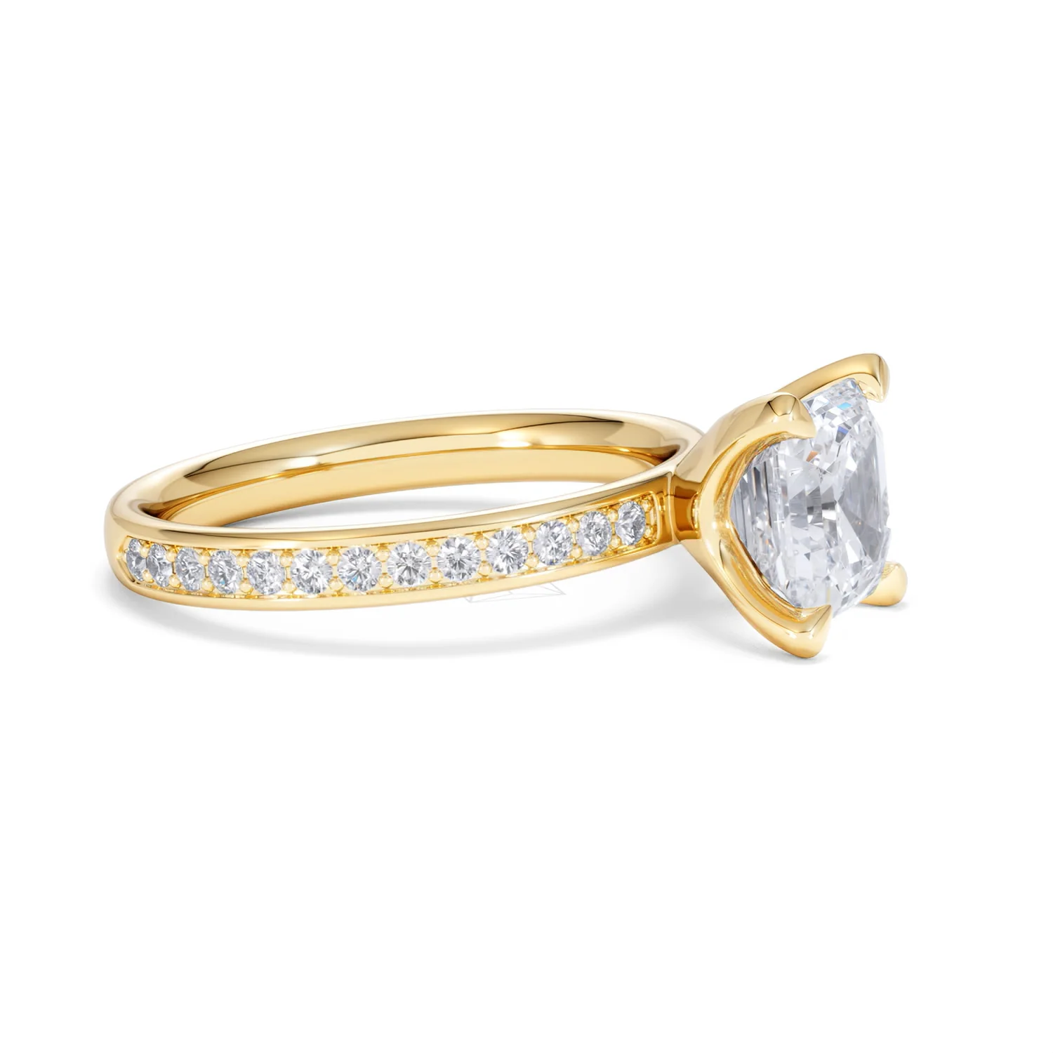 Origin 2.25ct Asscher Cut Lab Diamond Solitaire Engagement Ring with Side Stones in 18K Yellow Gold - Image 21
