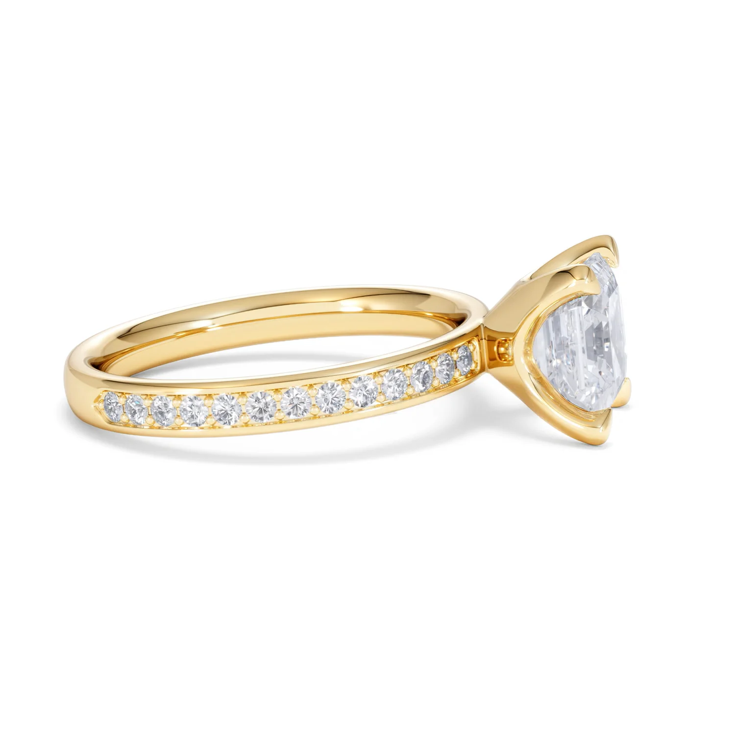 Origin 2.25ct Asscher Cut Lab Diamond Solitaire Engagement Ring with Side Stones in 18K Yellow Gold - Image 24