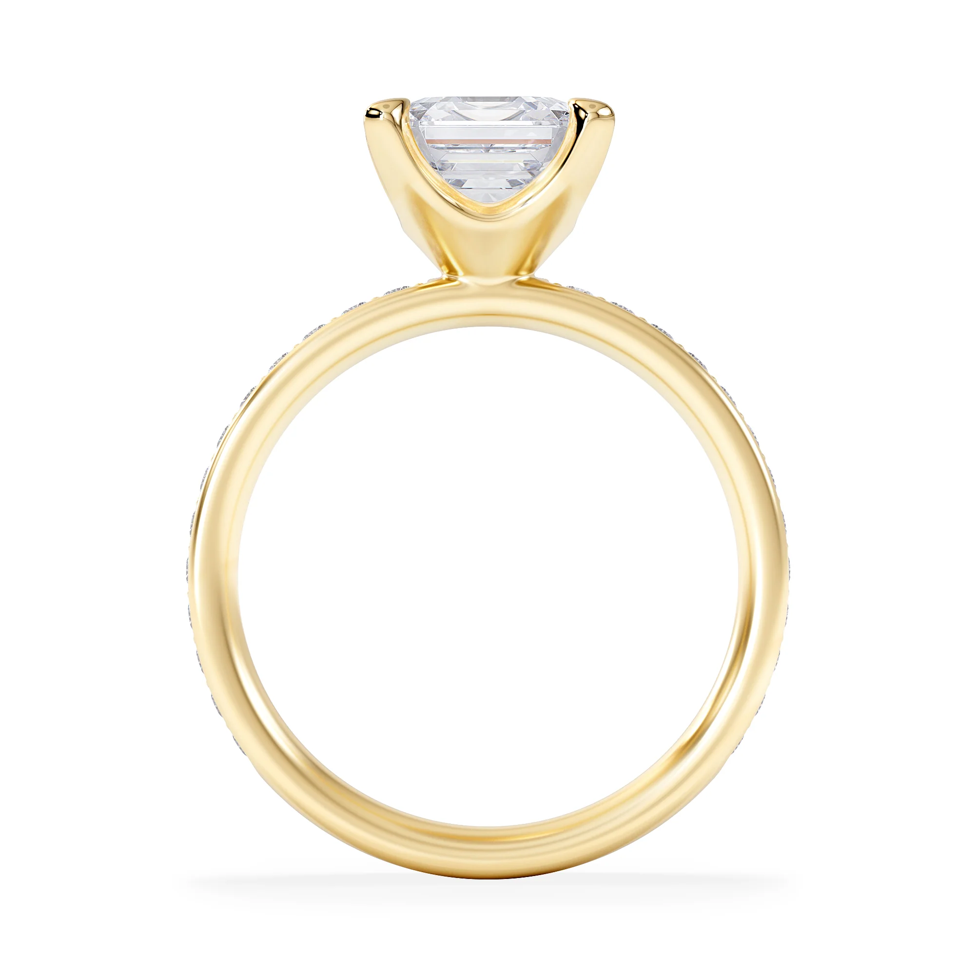 Origin 2.25ct Asscher Cut Lab Diamond Solitaire Engagement Ring with Side Stones in 18K Yellow Gold - Image 3