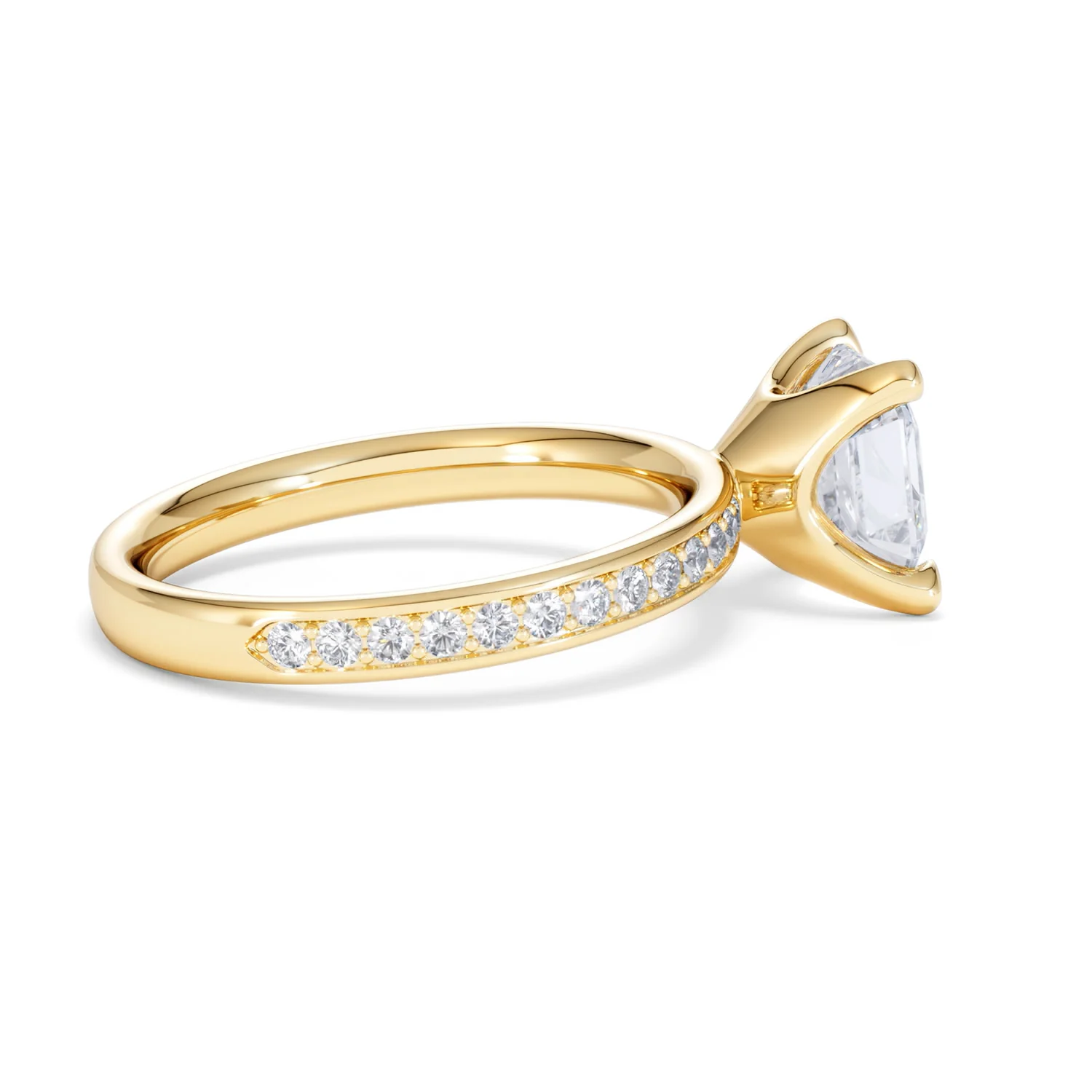 Origin 2.25ct Asscher Cut Lab Diamond Solitaire Engagement Ring with Side Stones in 18K Yellow Gold - Image 30