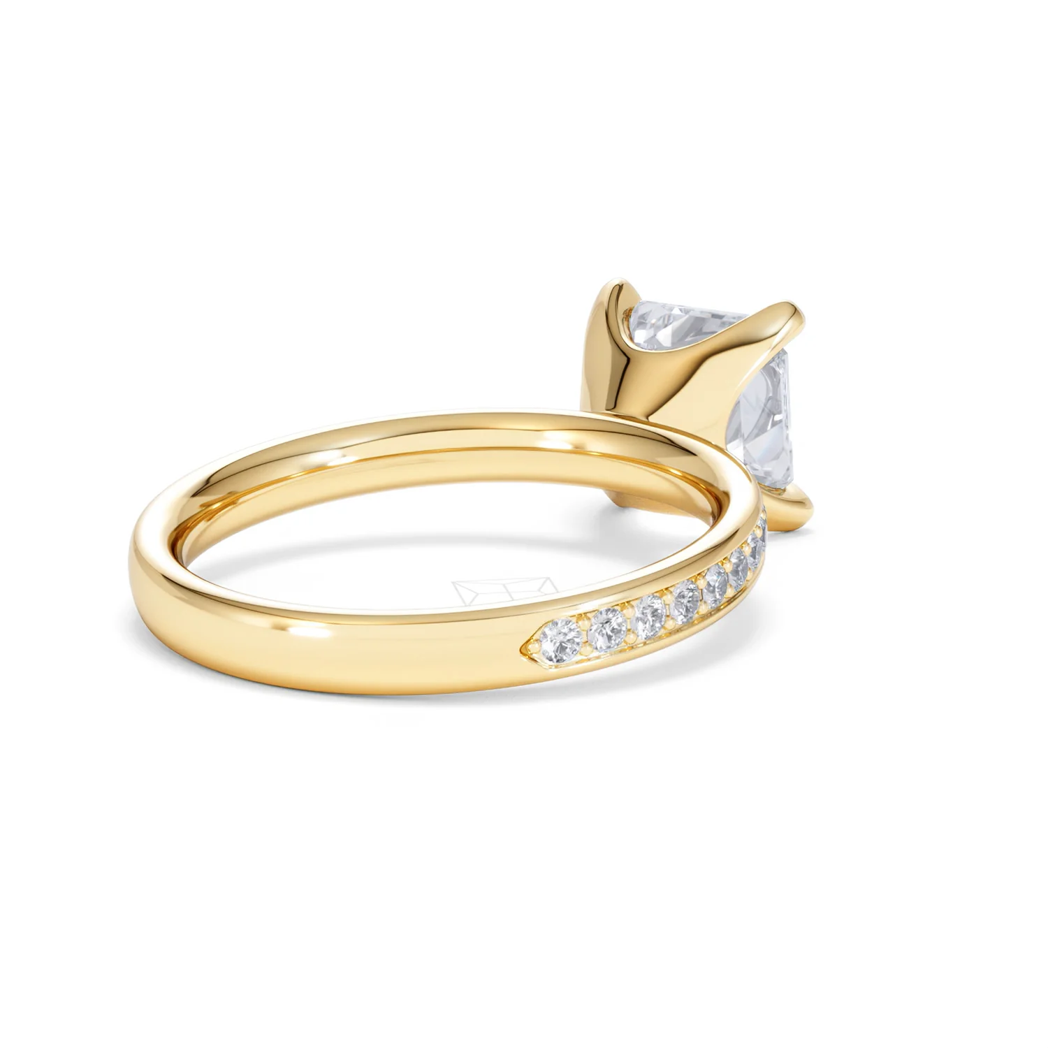 Origin 2.25ct Asscher Cut Lab Diamond Solitaire Engagement Ring with Side Stones in 18K Yellow Gold - Image 39