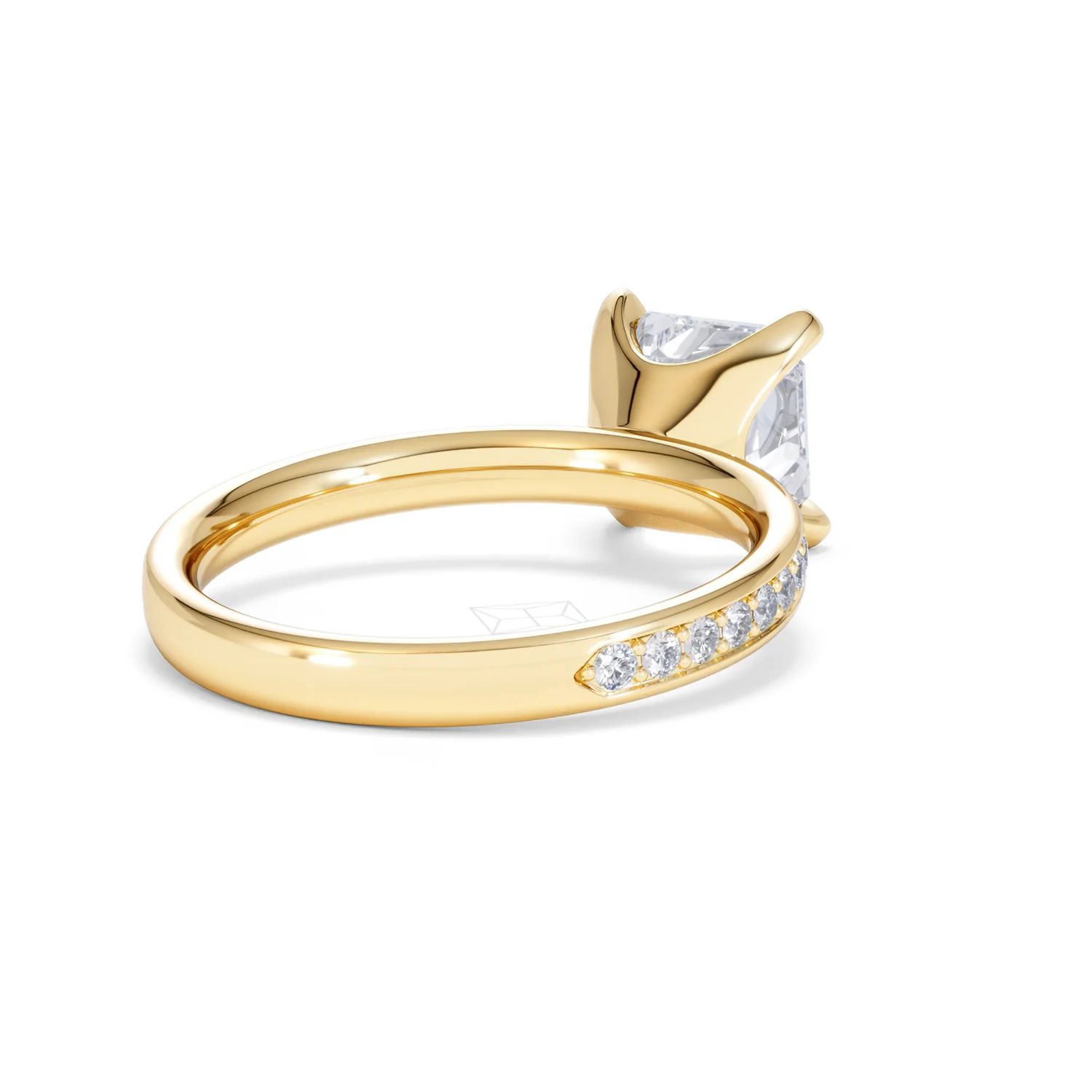 Origin 2.25ct Asscher Cut Lab Diamond Solitaire Engagement Ring with Side Stones in 18K Yellow Gold - Image 40