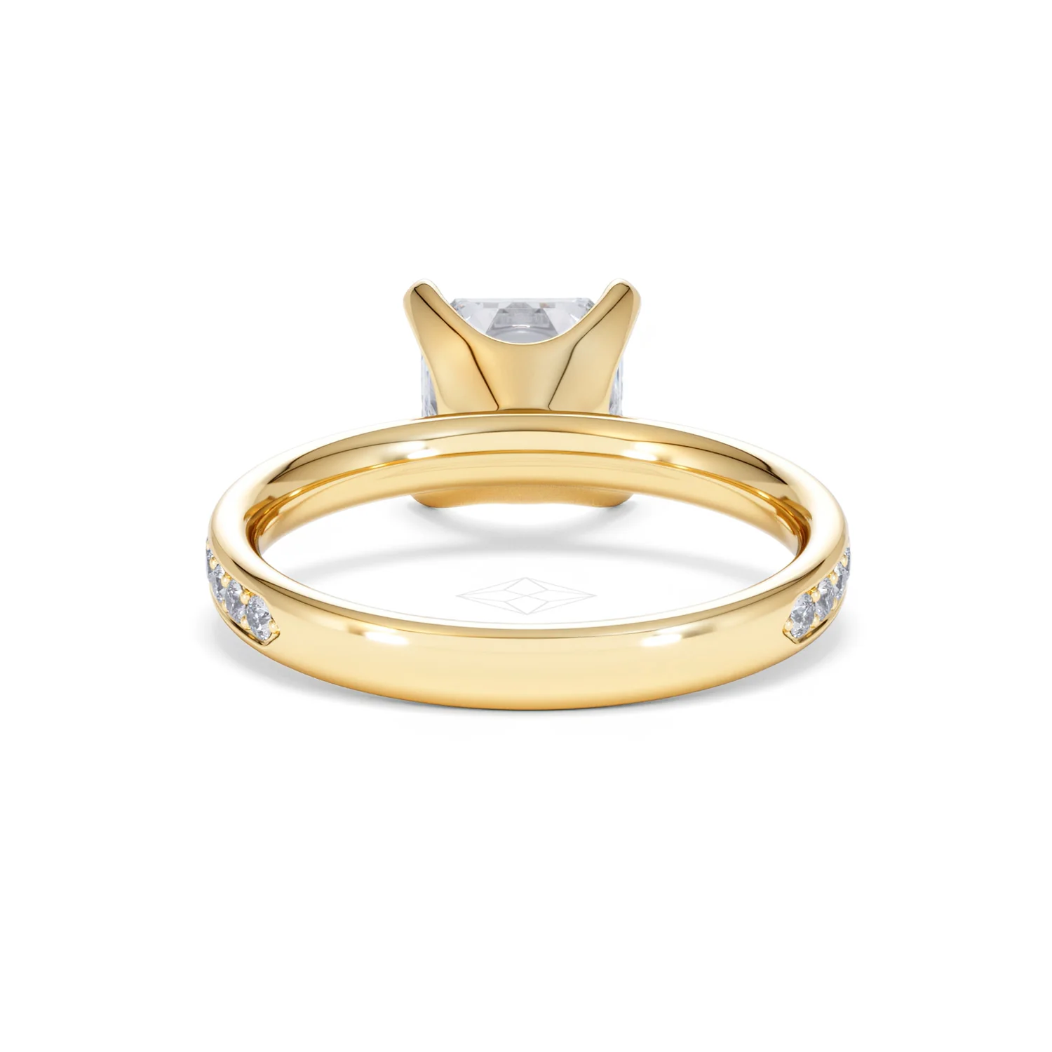 Origin 2.25ct Asscher Cut Lab Diamond Solitaire Engagement Ring with Side Stones in 18K Yellow Gold - Image 47