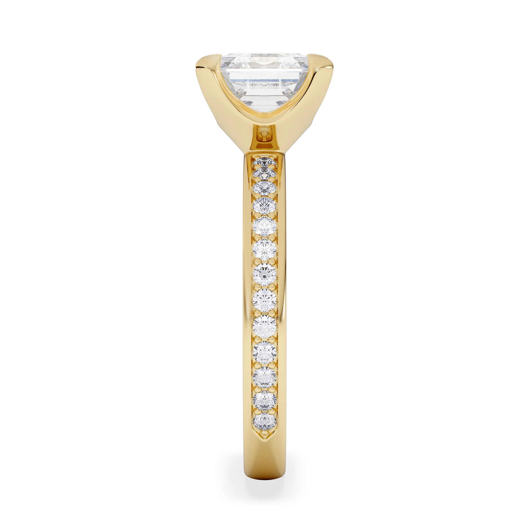 Origin 2.25ct Asscher Cut Lab Diamond Solitaire Engagement Ring with Side Stones in 18K Yellow Gold - Image 5