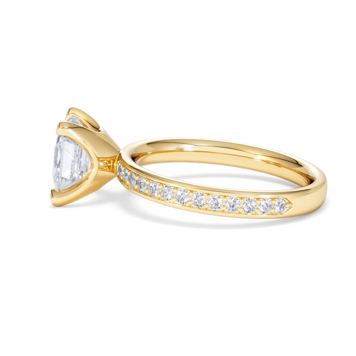 Origin 2.25ct Asscher Cut Lab Diamond Solitaire Engagement Ring with Side Stones in 18K Yellow Gold - Image 66