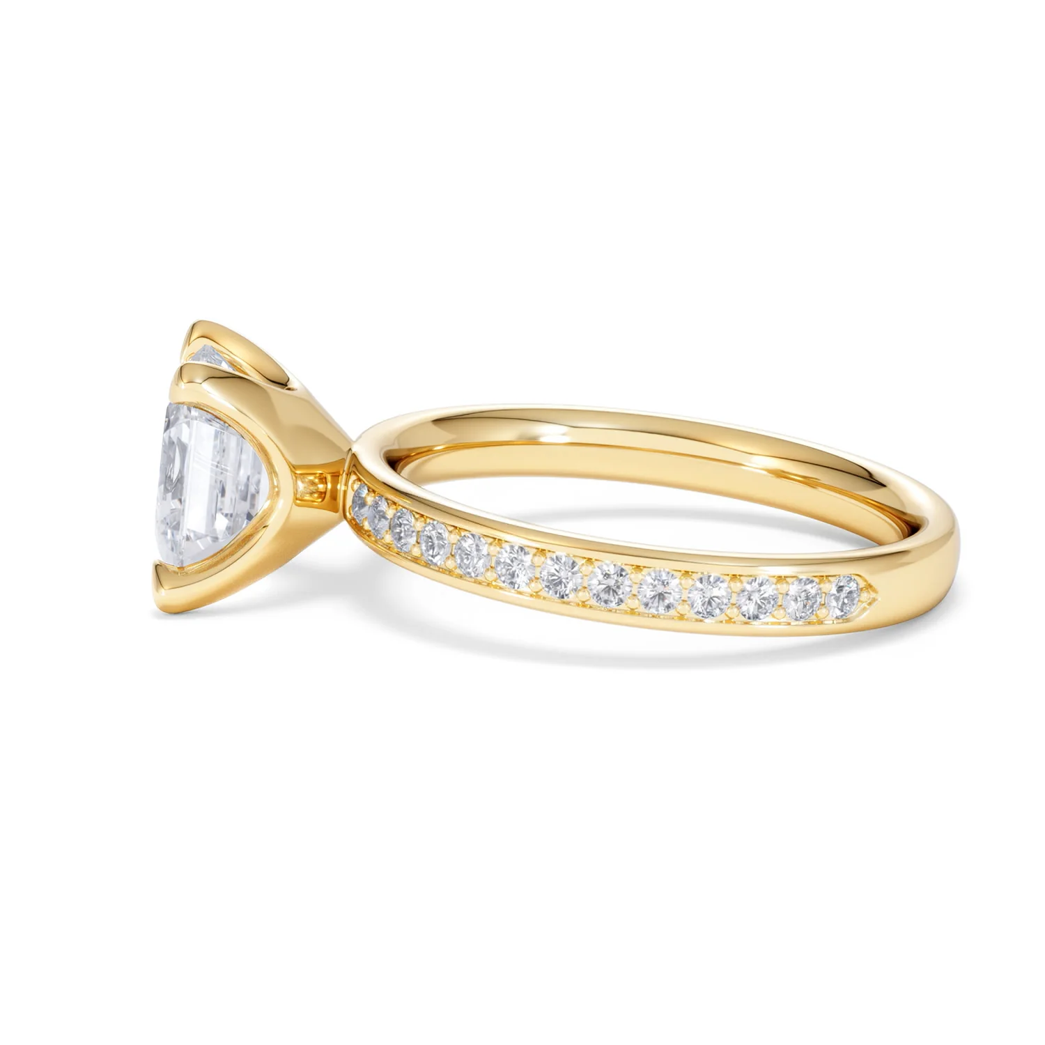 Origin 2.25ct Asscher Cut Lab Diamond Solitaire Engagement Ring with Side Stones in 18K Yellow Gold - Image 67